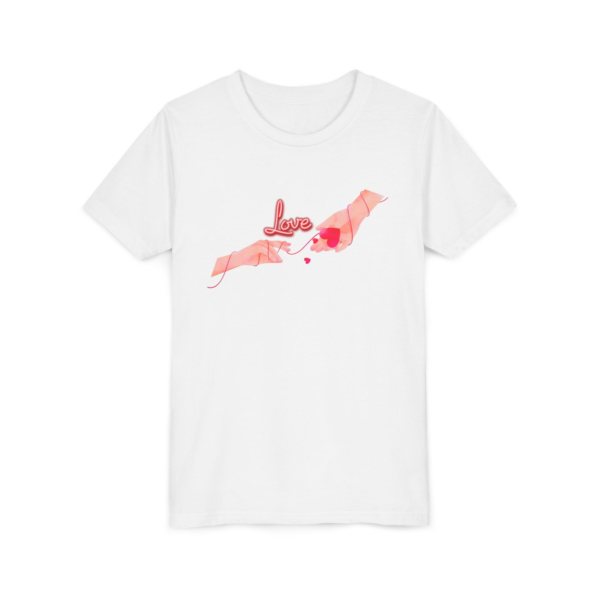 Youth Tee — Pink Hands Love Design (Valentine’s Day, Cute Kid Graphic)