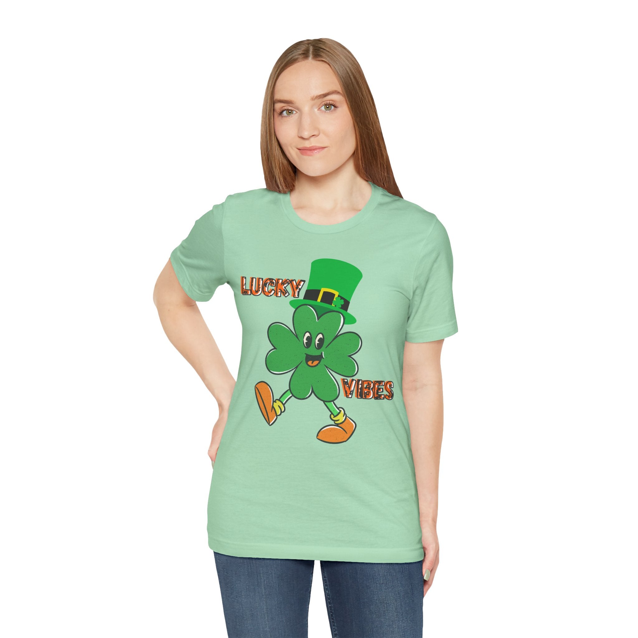 Lucky Vibes Saint Patrick's Day T-Shirt — Walking Shamrock Graphic Tee