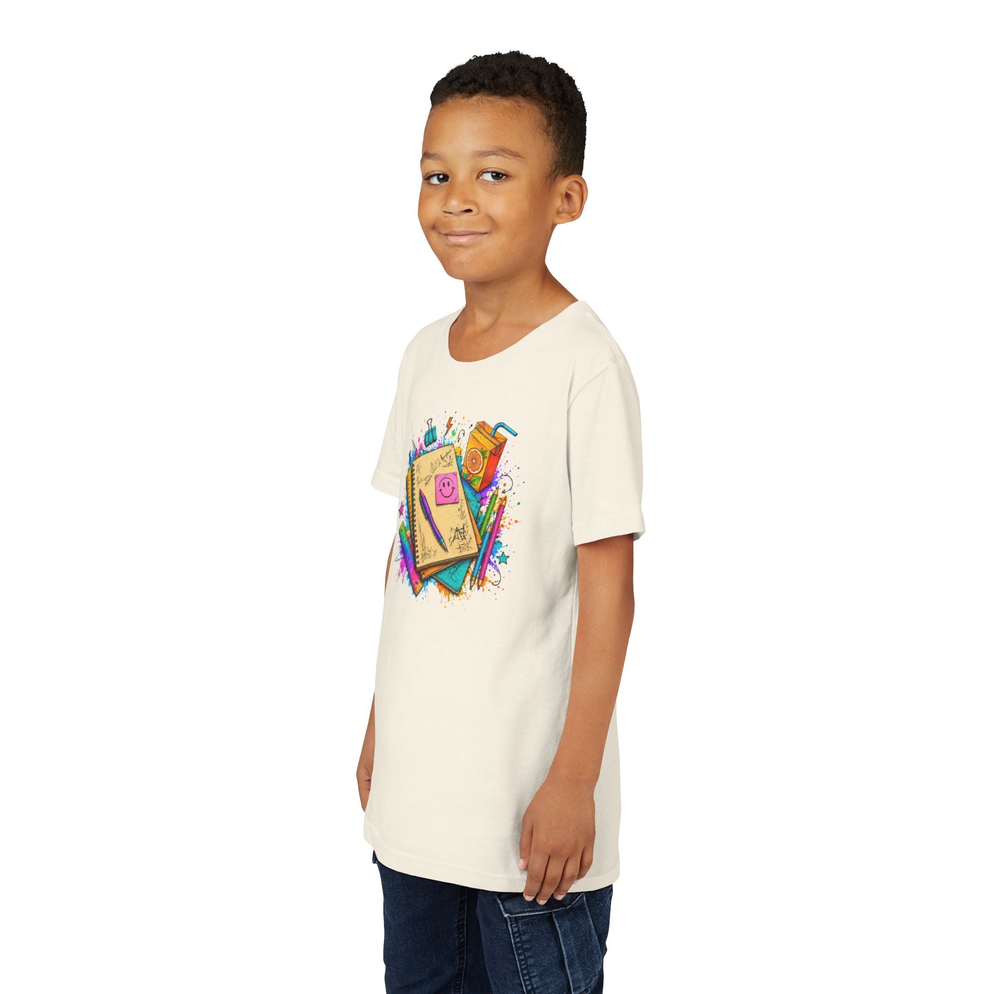 Kids Back to School T‑Shirt — Colorful Notebooks & Pencil Design
