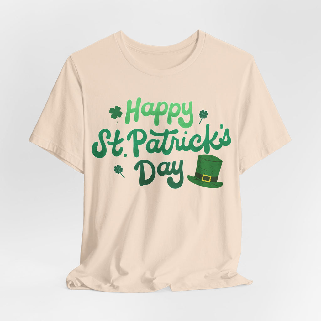 Happy St. Patrick's Day T-Shirt – Green Shamrock & Leprechaun Hat Tee