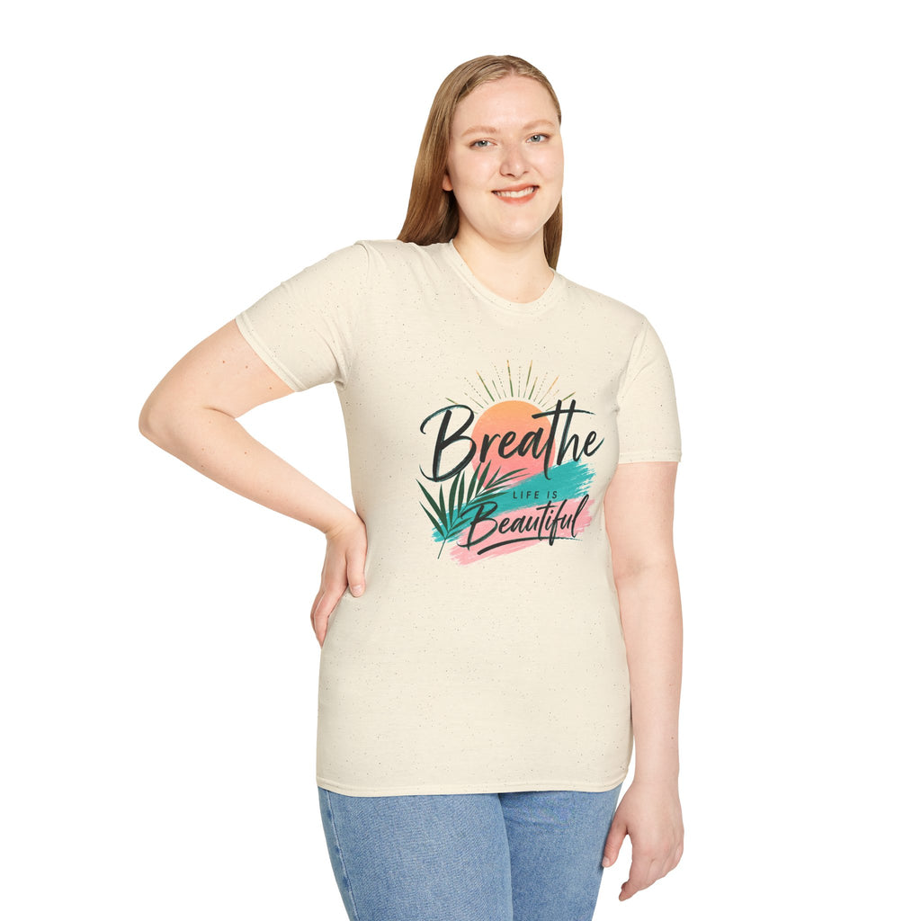 Breathe Life Is Beautiful Shirt, Inspirational T-Shirt for Women, Positive Quote Tee, Motivational Graphic Tee, Summer Vacation Shirt, Gift for Her