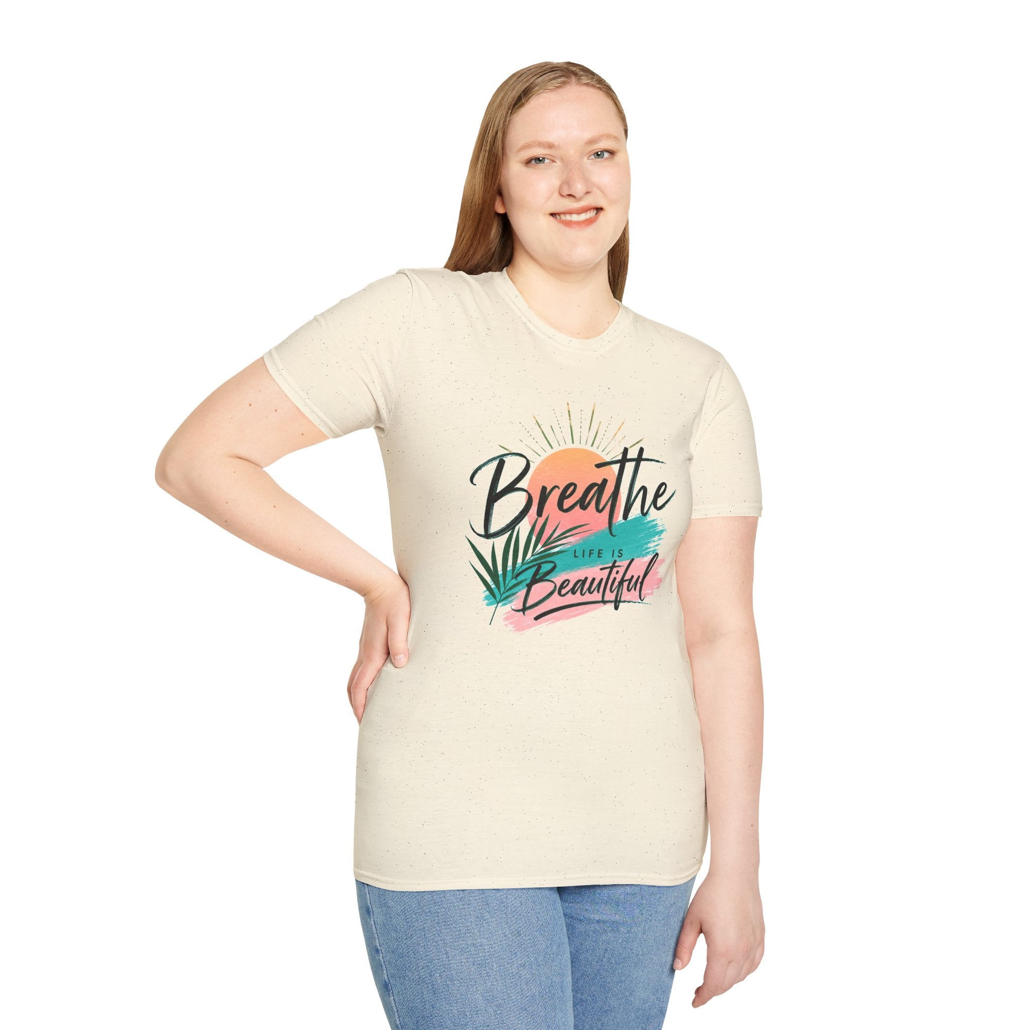 Breathe Life Is Beautiful Shirt, Inspirational T-Shirt for Women, Positive Quote Tee, Motivational Graphic Tee, Summer Vacation Shirt, Gift for Her