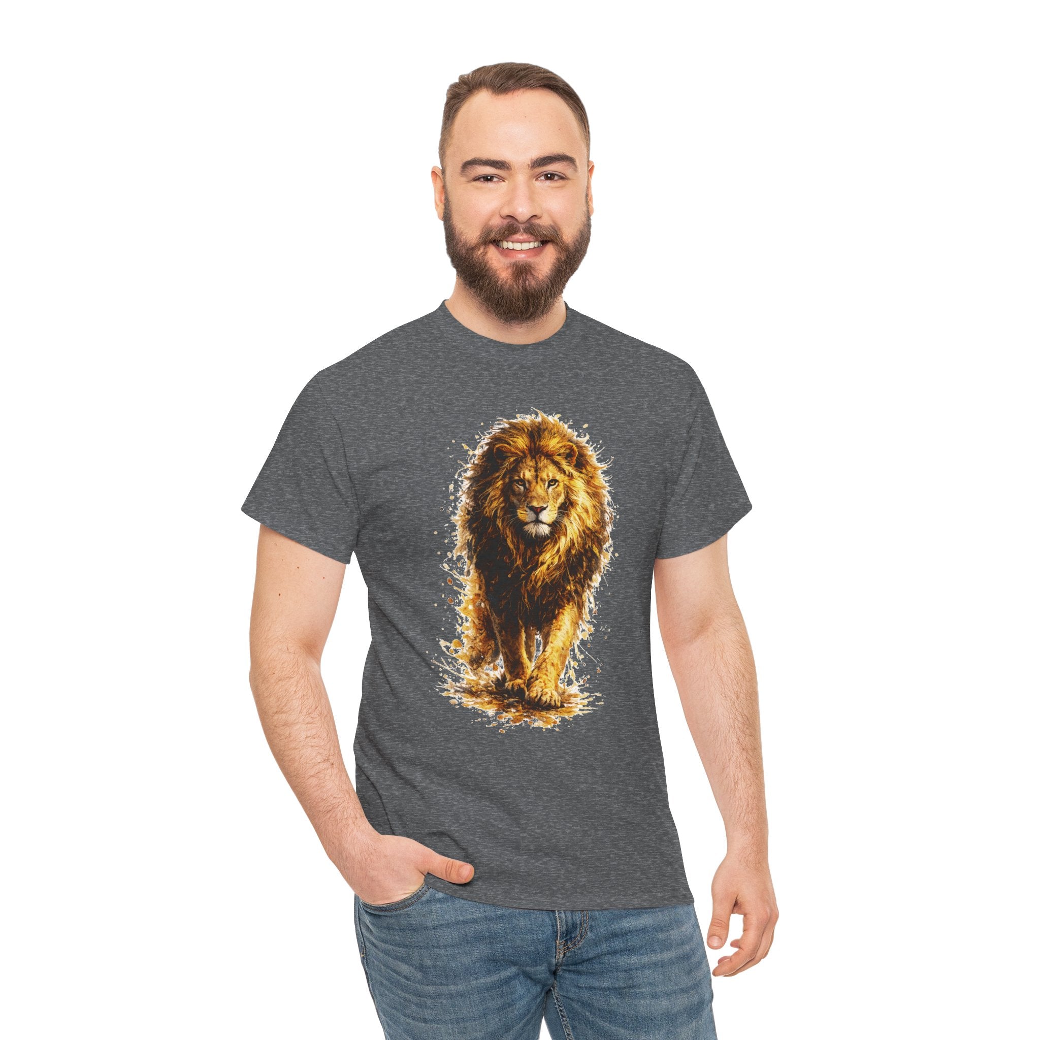 Lion Graphic T-Shirt, Majestic Walking Lion Tee, Watercolor Wildlife Shirt, Unisex Animal Graphic Tee, Lion Lover Gift, Nature Art Shirt