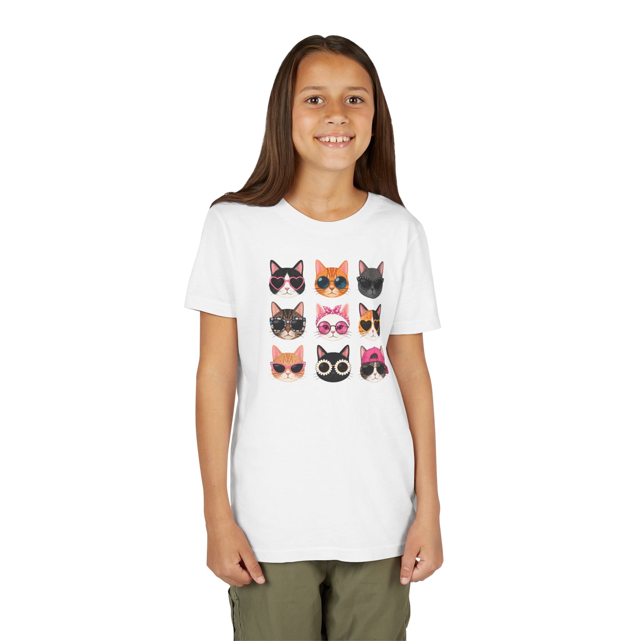 Kids Cat T-Shirt, Cute Cat Faces Shirt, Funny Kitty Tee for Girls & Boys, Cat Lover Gift for Kids, Colorful Cat Graphic Tee