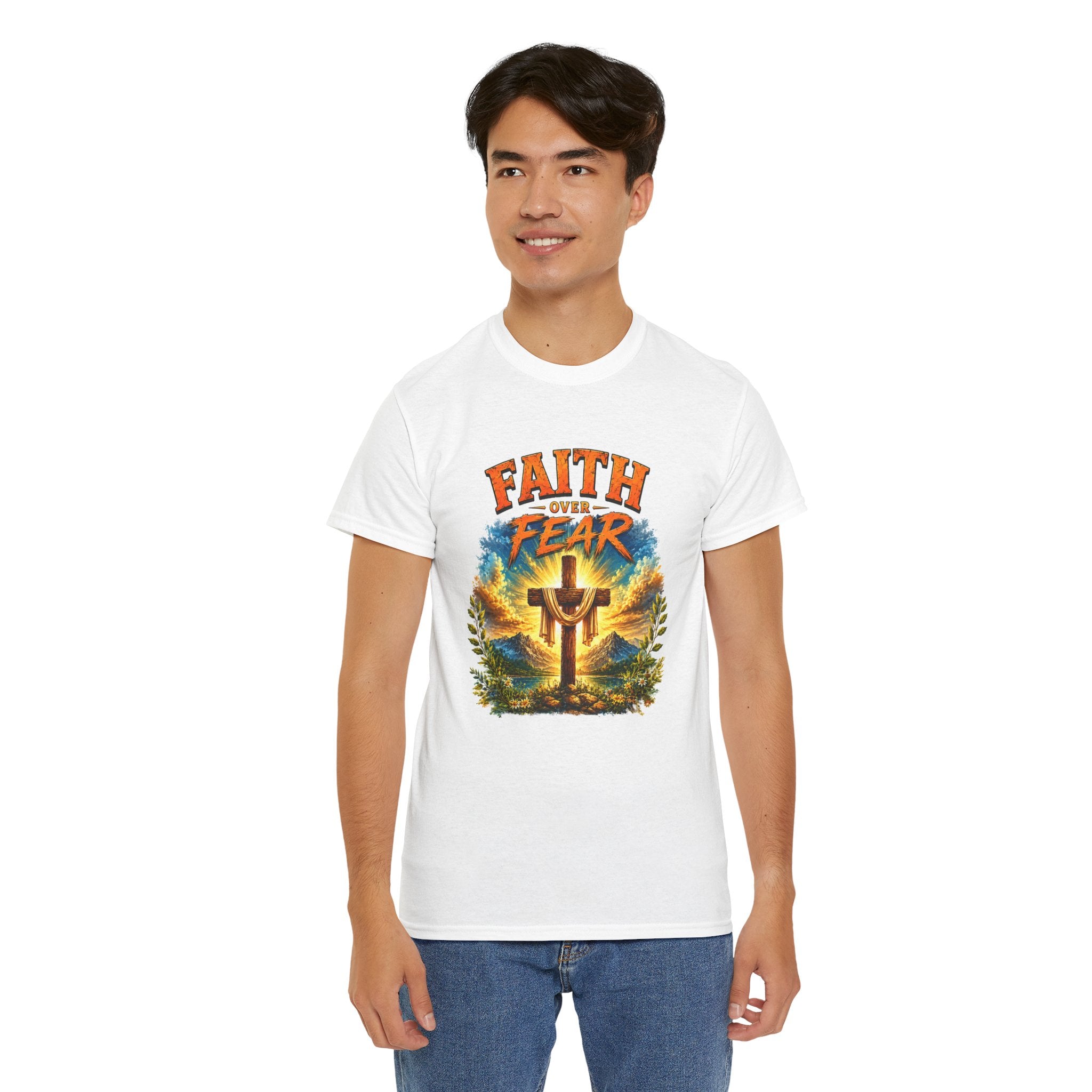 Faith Over Fear Christian T-Shirt | Cross Graphic Tee | Religious Unisex Shirt | Christian Gift