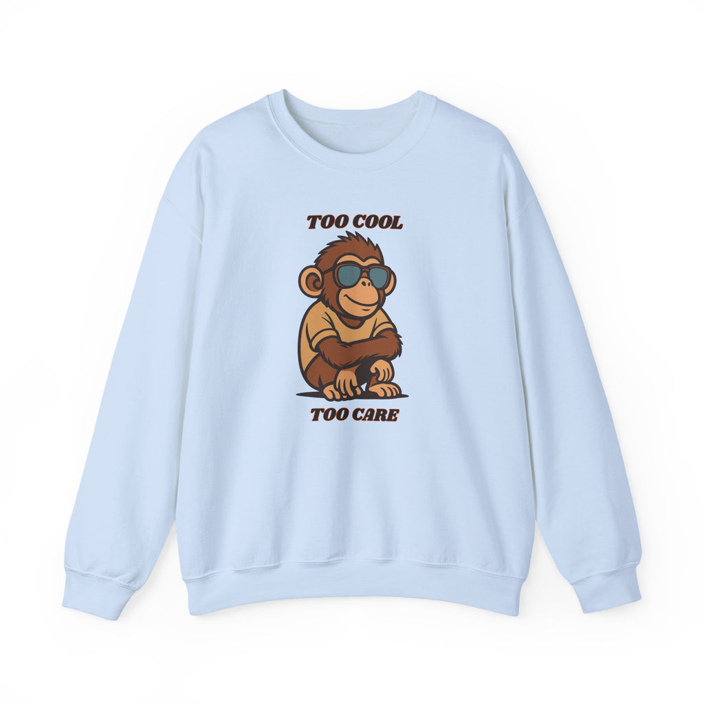 Too Cool Too Care Monkey Sweatshirt — Cute Sunglasses Ape Crewneck