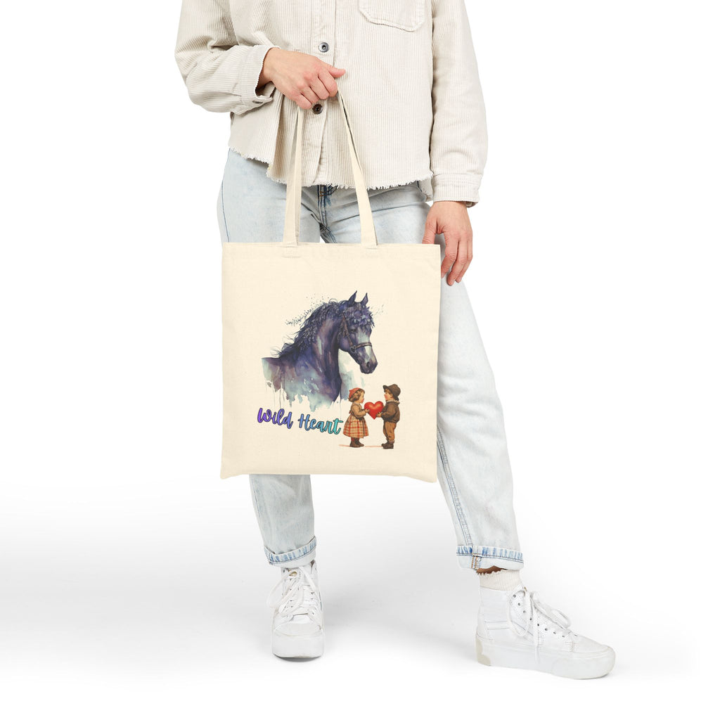 Wild Heart Horse Tote Bag, Horse Lover Gift, Romantic Canvas Tote, Valentine Gift, Cute Horse Bag