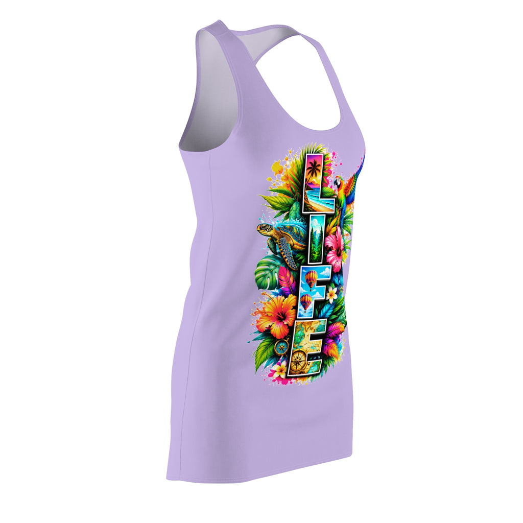 Racerback Dress — Tropical "LIFE" Floral Print
