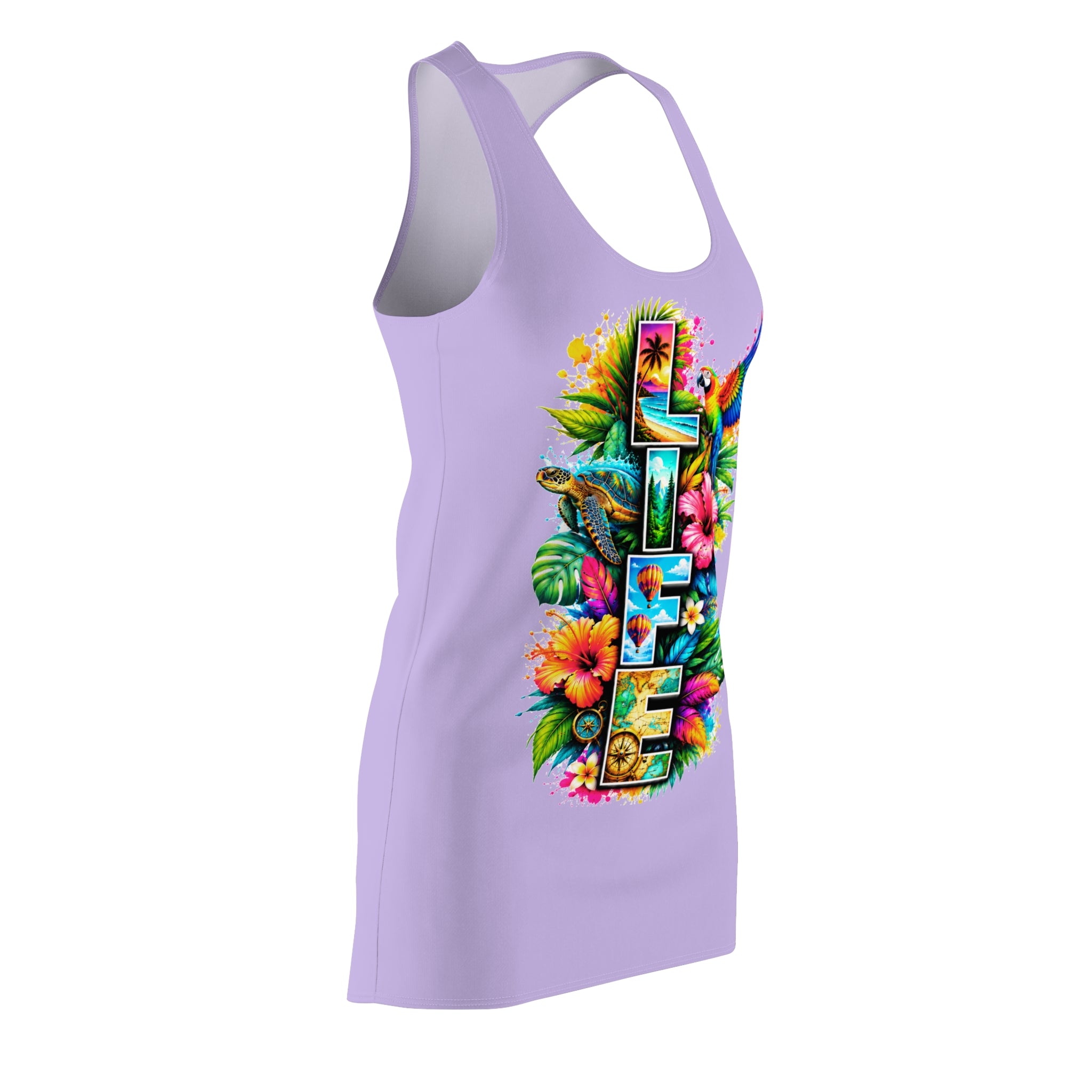 Racerback Dress — Tropical "LIFE" Floral Print