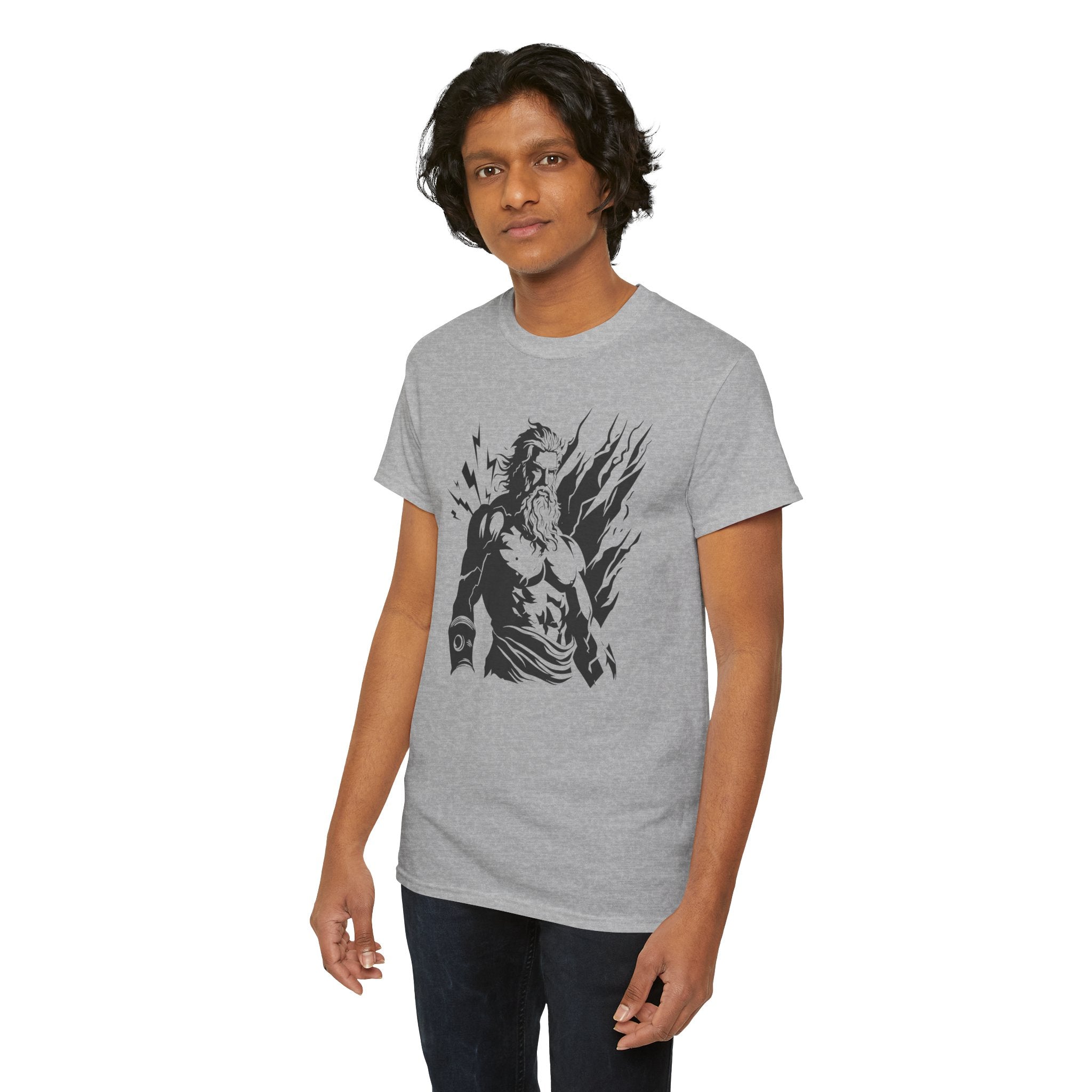 Greek God Zeus Illustration T‑Shirt — Mythic Lightning God Tee