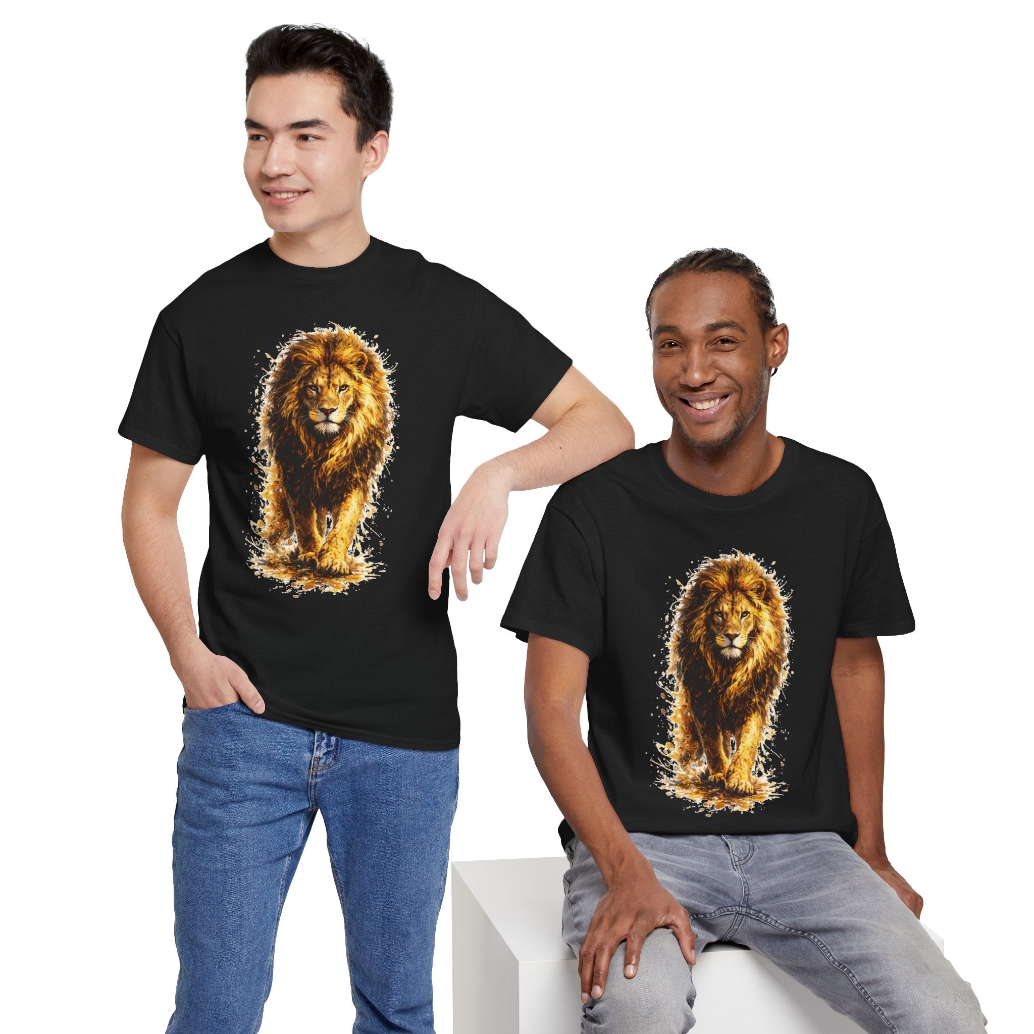 Lion Graphic T-Shirt, Majestic Walking Lion Tee, Watercolor Wildlife Shirt, Unisex Animal Graphic Tee, Lion Lover Gift, Nature Art Shirt