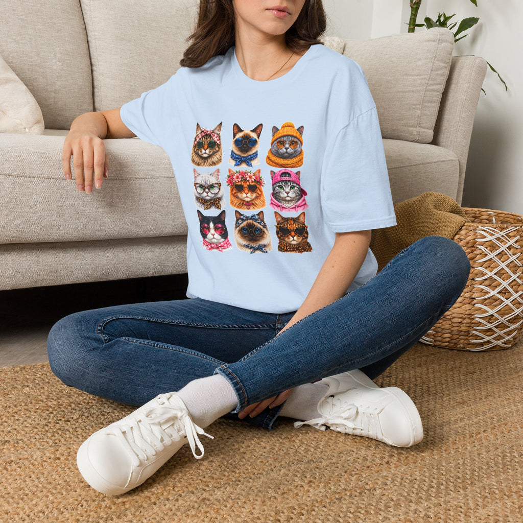 Cute Cat Faces T-Shirt, Cat Lover Tee, Funny Kitty Shirt, Colorful Cat Graphic Tee, Gift for Cat Mom, Cat Owner Gift, Animal Lover Shirt