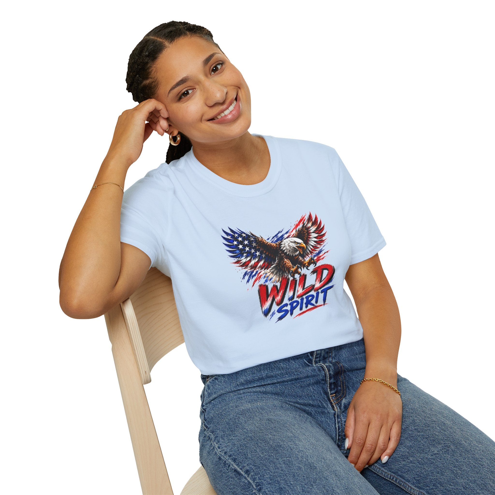American Eagle T Shirt, Patriotic Eagle Shirt, Wild Spirit Tee, USA Flag Shirt, Fourth of July Shirt, Unisex Graphic Tee