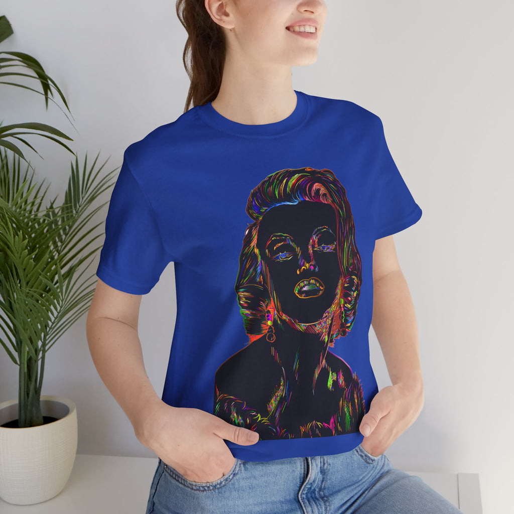 Neon Pop Art Portrait T-Shirt – Retro Rainbow Graphic Tee