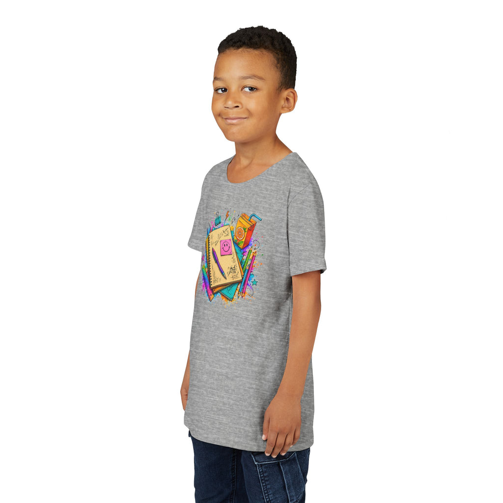 Kids Back to School T‑Shirt — Colorful Notebooks & Pencil Design