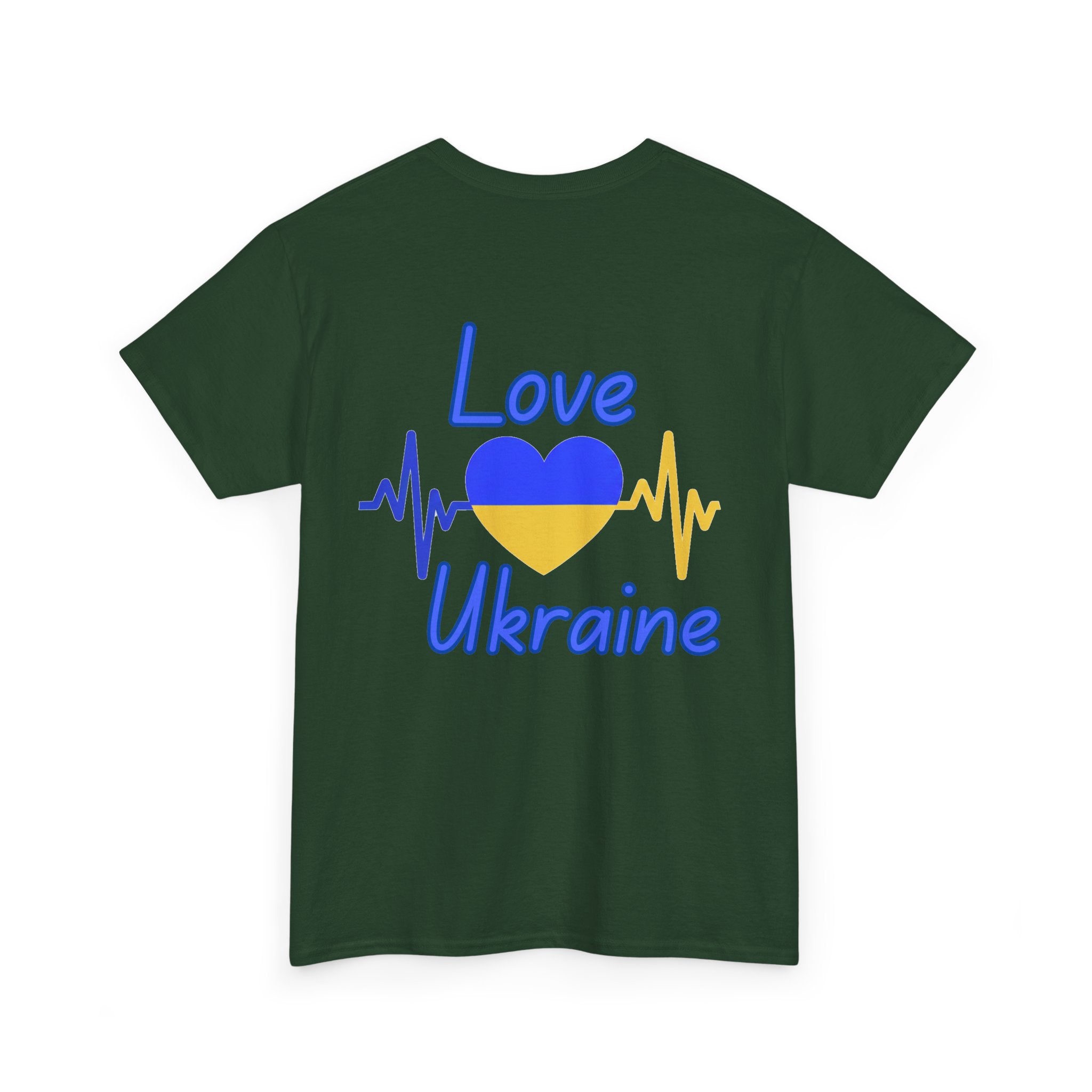 Love Ukraine T-Shirt — Heartbeat Blue & Yellow Support Tee