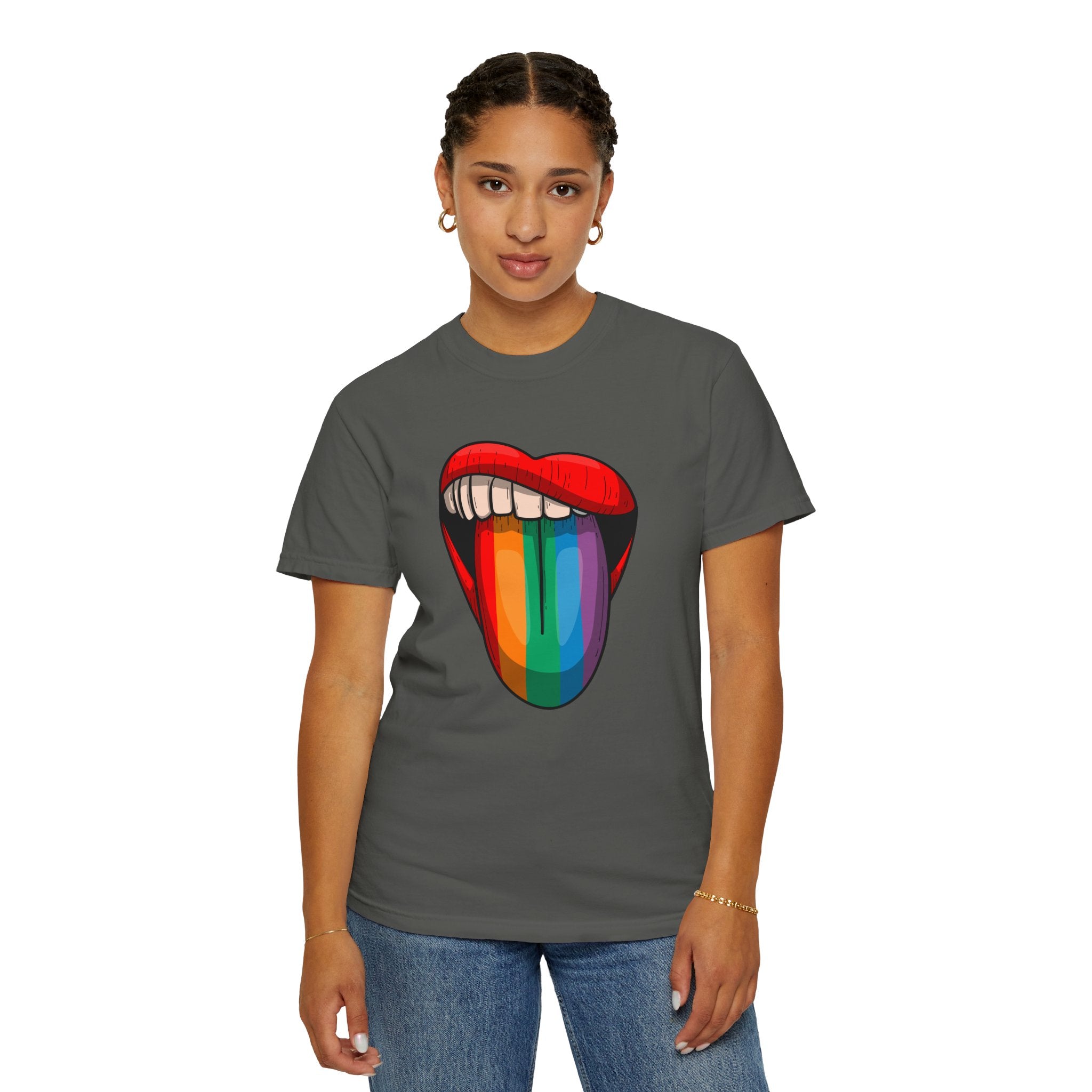 Rainbow Tongue T-Shirt — Pride Lip Graphic Tee