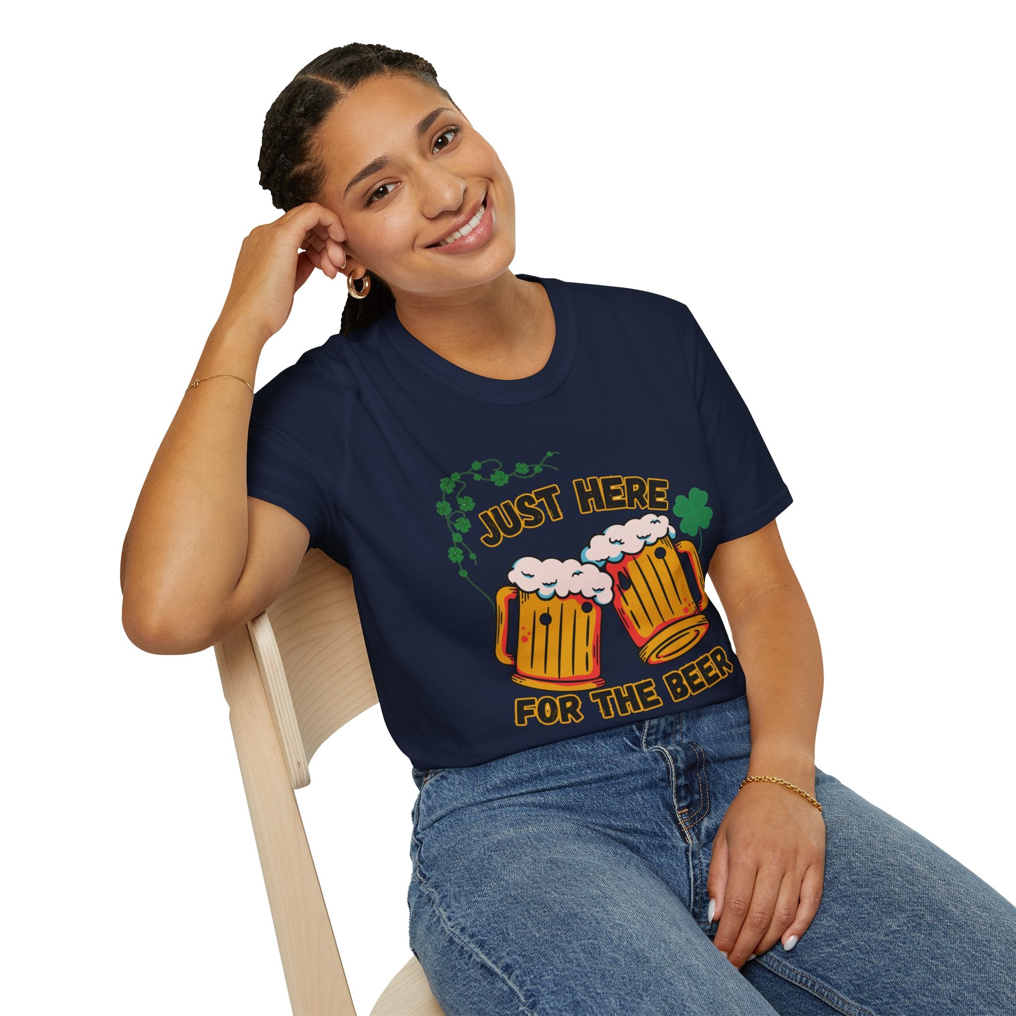 St. Patrick’s Beer T-Shirt — "Just Here for the Beer" Funny Clover Pub Tee