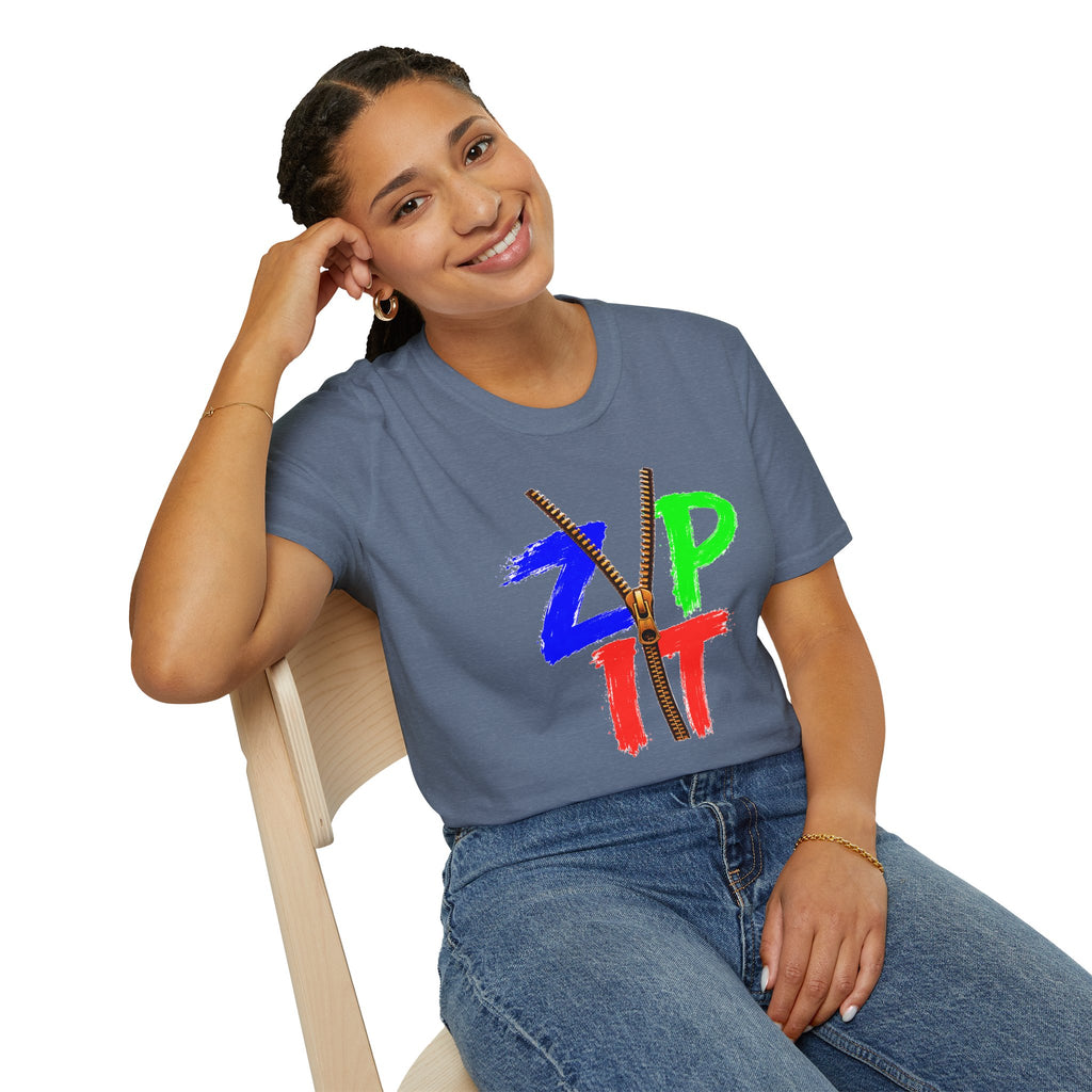 Zip It T-Shirt — Bold Color Zipper Graphic Tee