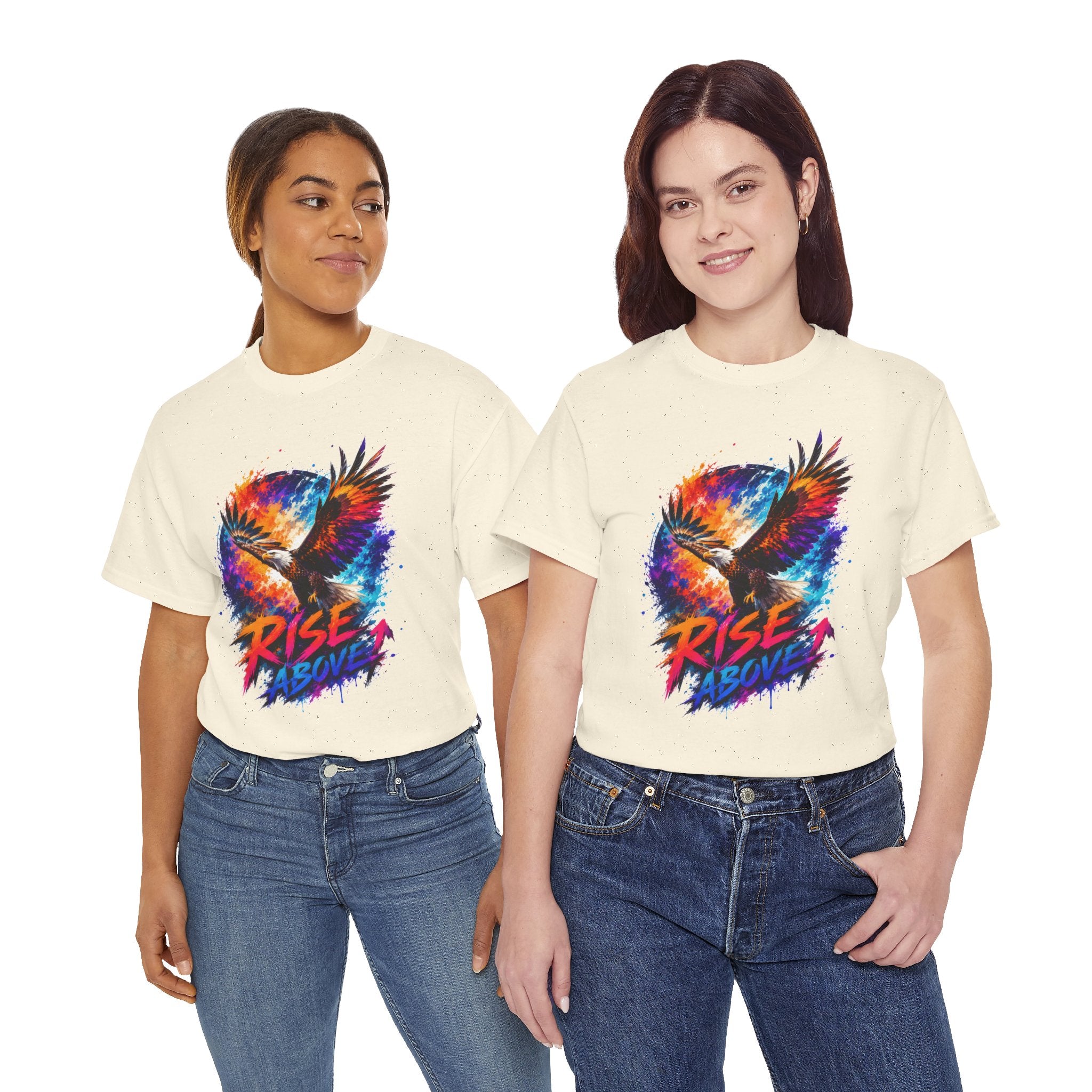 Rise Above Eagle Graphic T-Shirt | Motivational Unisex Tee | Colorful Freedom Bird Shirt