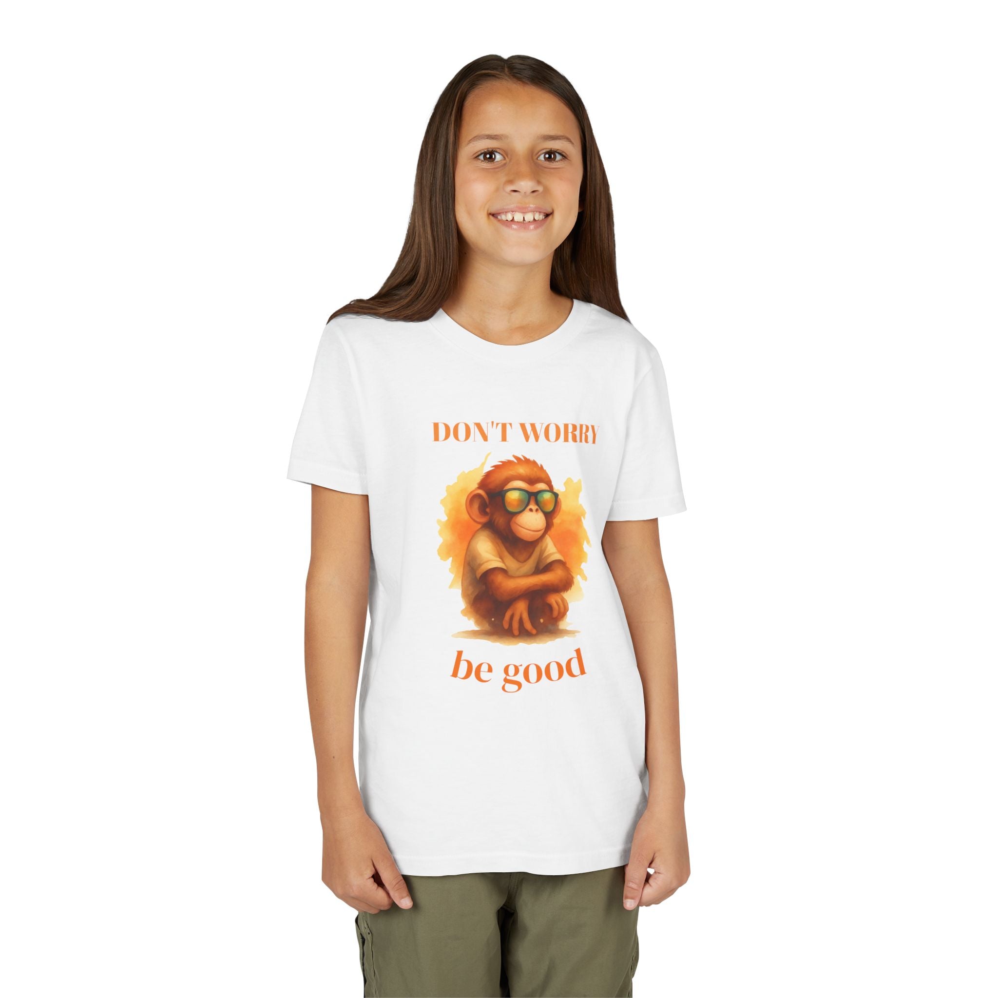Funny Monkey T-Shirt “Don’t Worry Be Good”, Cute Animal Tee, Kids Graphic Shirt, Cool Monkey Shirt, Gift for Kids