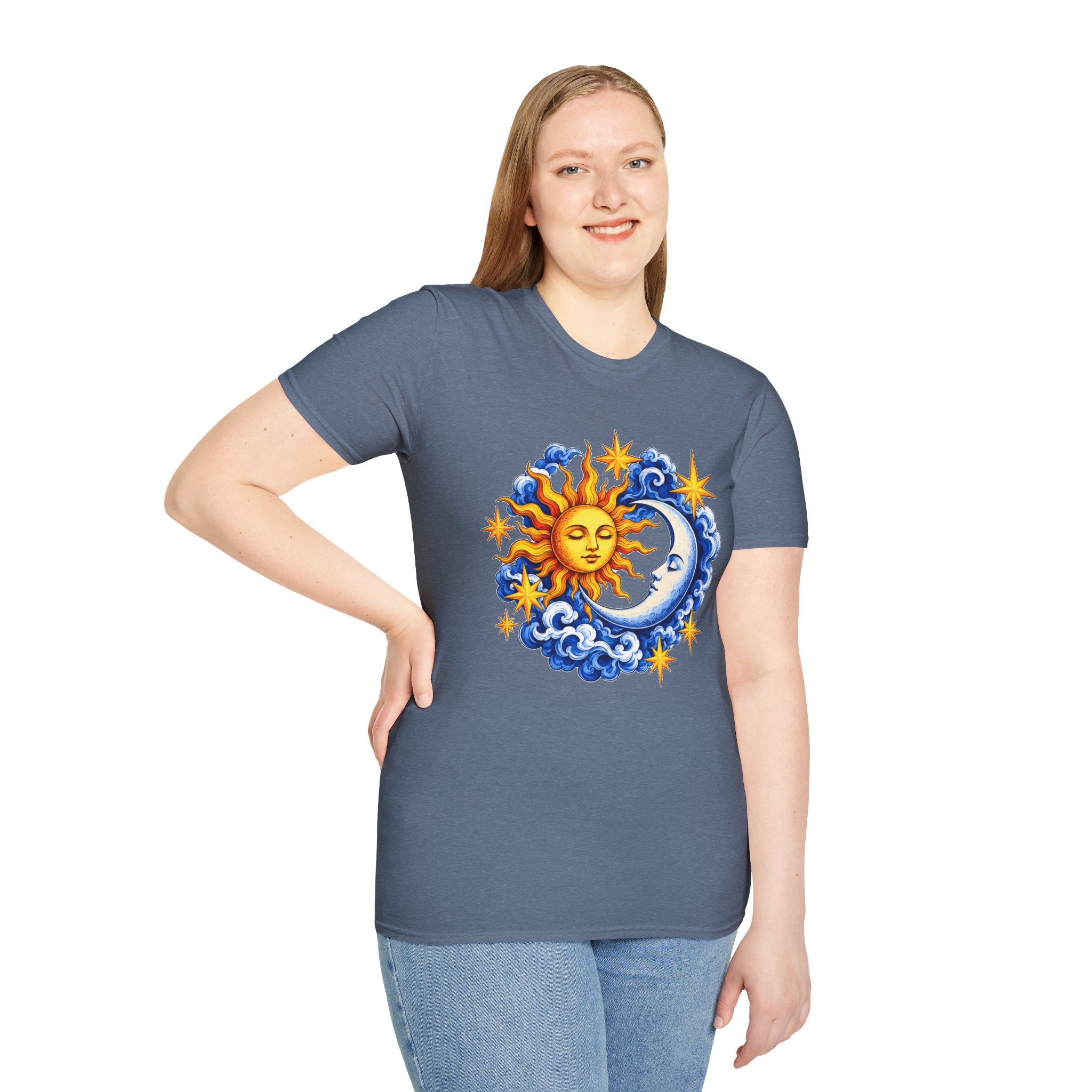 Sun and Moon Graphic T-Shirt — Celestial Boho Solar Lunar Tee