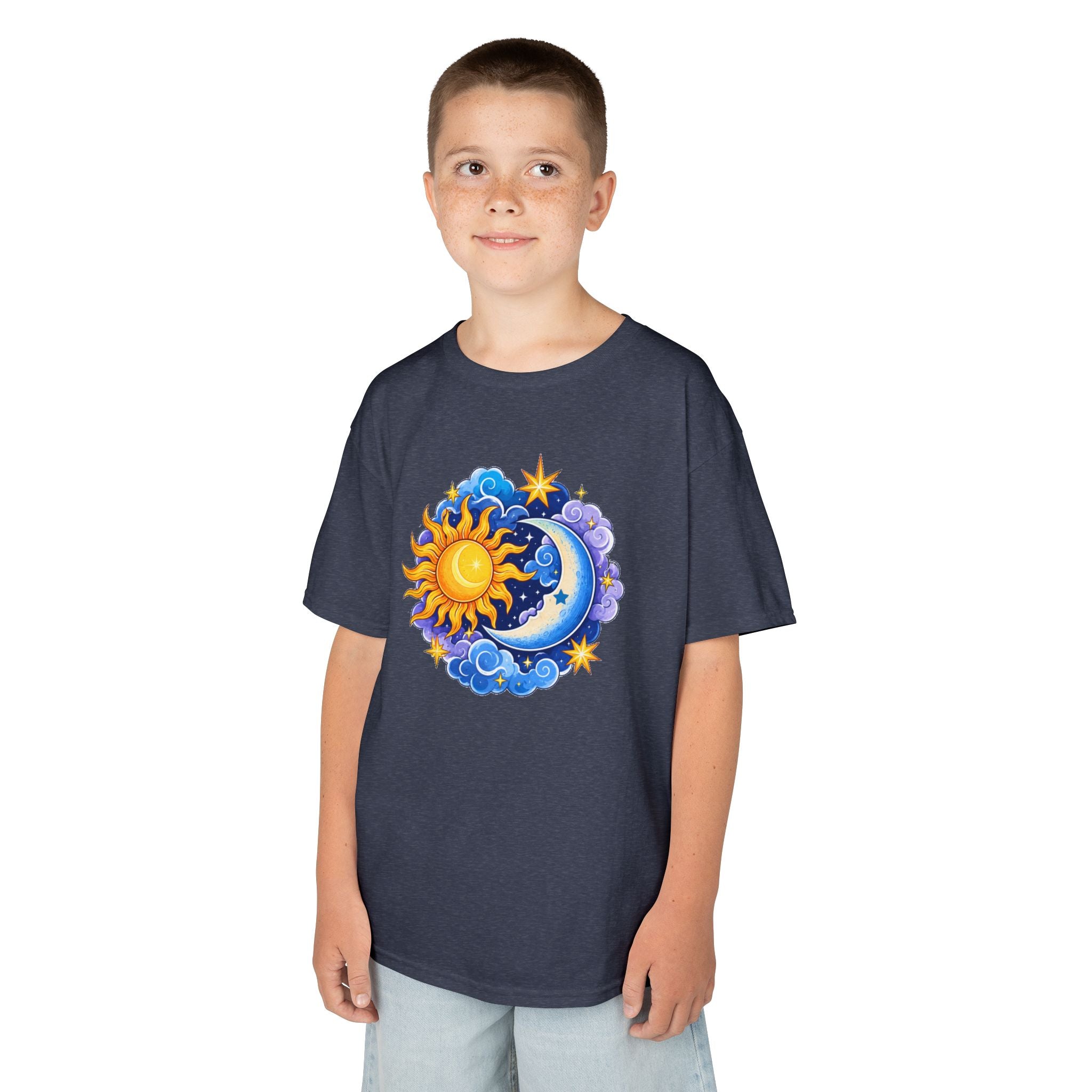 Kids Sun & Moon Graphic Tee — Colorful Celestial Design