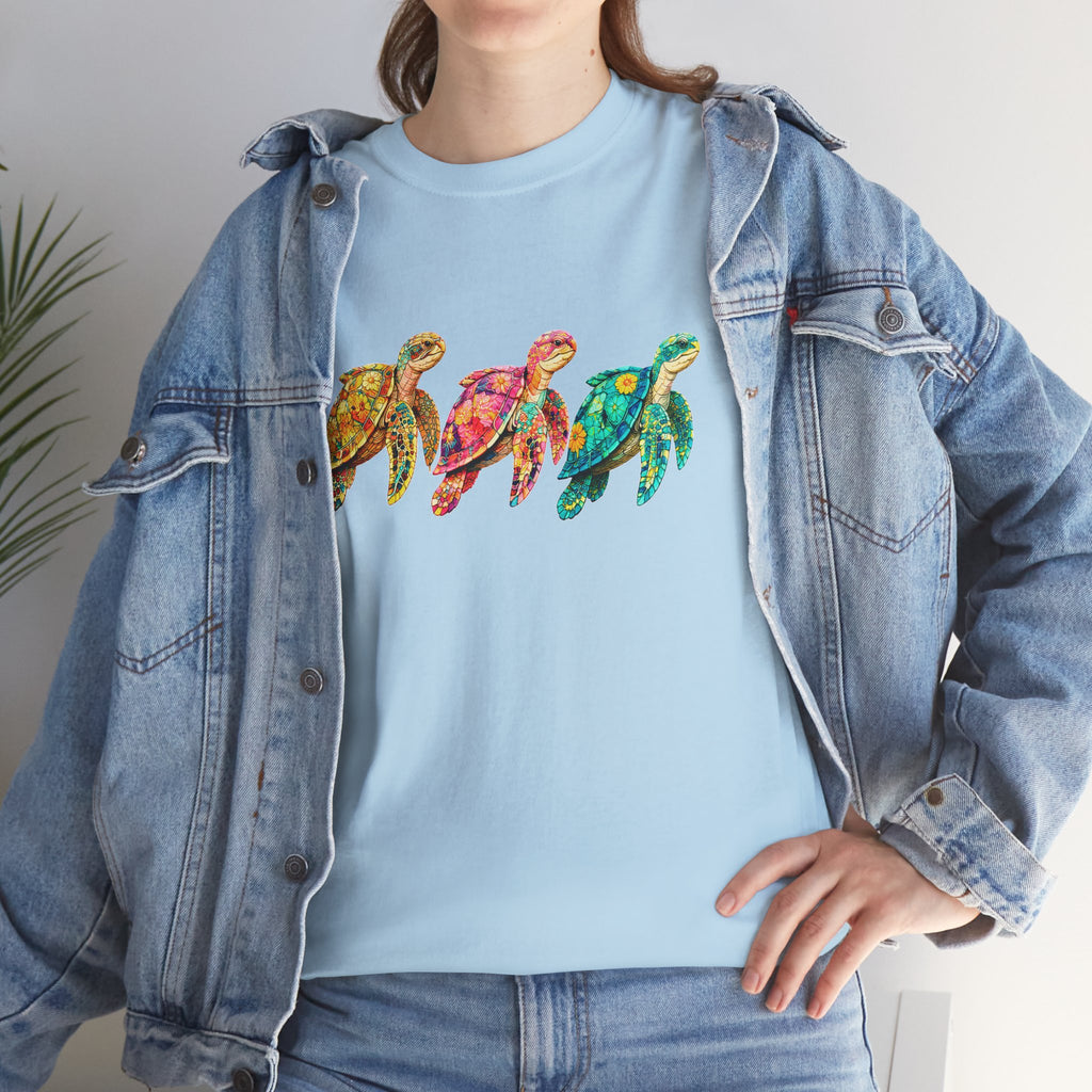 Sea Turtle T-Shirt, Colorful Sea Turtle Tee, Beach Lover Shirt, Ocean Lover Gift, Coastal Graphic Tee, Marine Life Shirt, Summer Vacation Tee