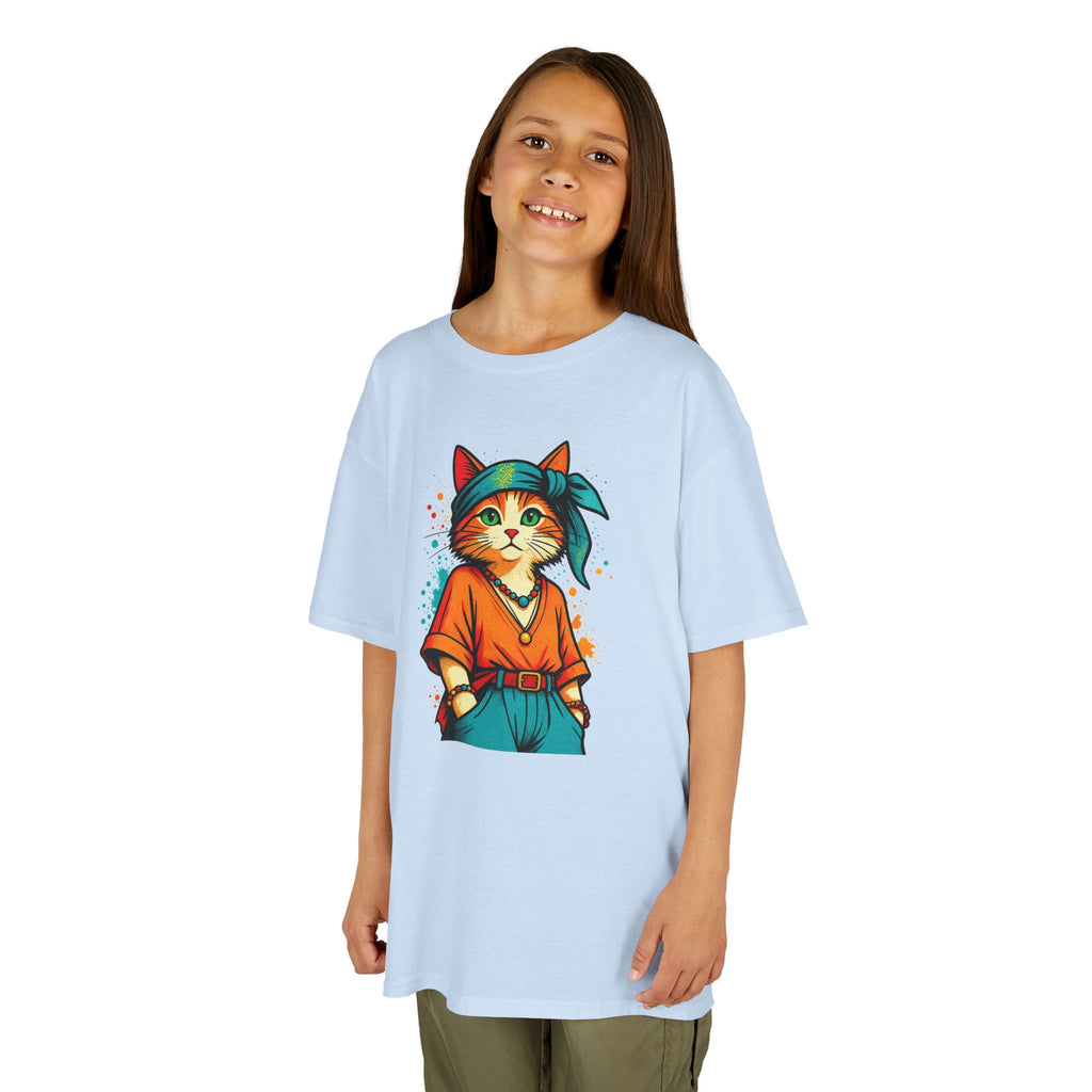 Kid's Retro Cat Tee — Cool Cat Graphic Shirt for Kids