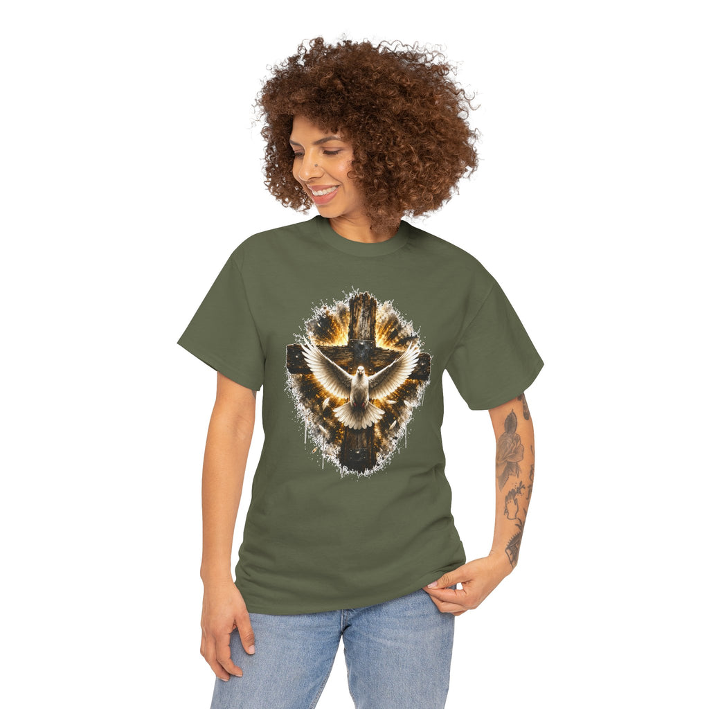Christian Dove Cross T-Shirt | Holy Spirit Shirt | Faith Graphic Tee | Religious Gift | Bible Believer Shirt | Unisex Christian Tee