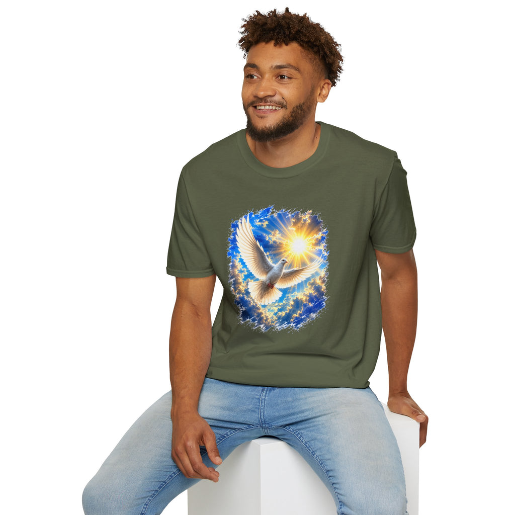 Dove of Light T-Shirt | White Dove Graphic Tee | Peace & Hope Shirt | Inspirational Bird Tee | Christian Gift | Unisex Graphic T-Shirt