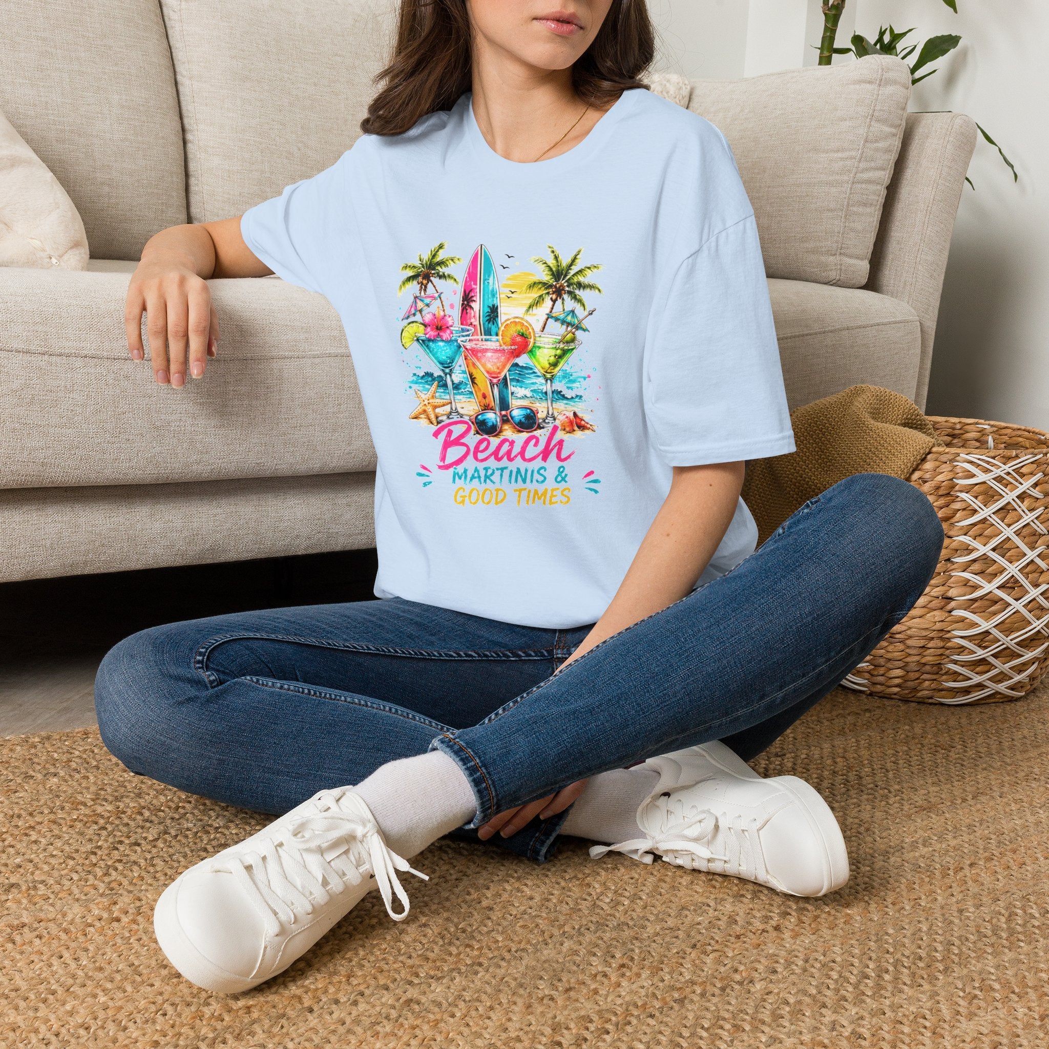 Beach Cocktails T-Shirt, Tropical Summer Shirt, Beach Martini Tee, Coastal Vacation Shirt, Summer Graphic Tee