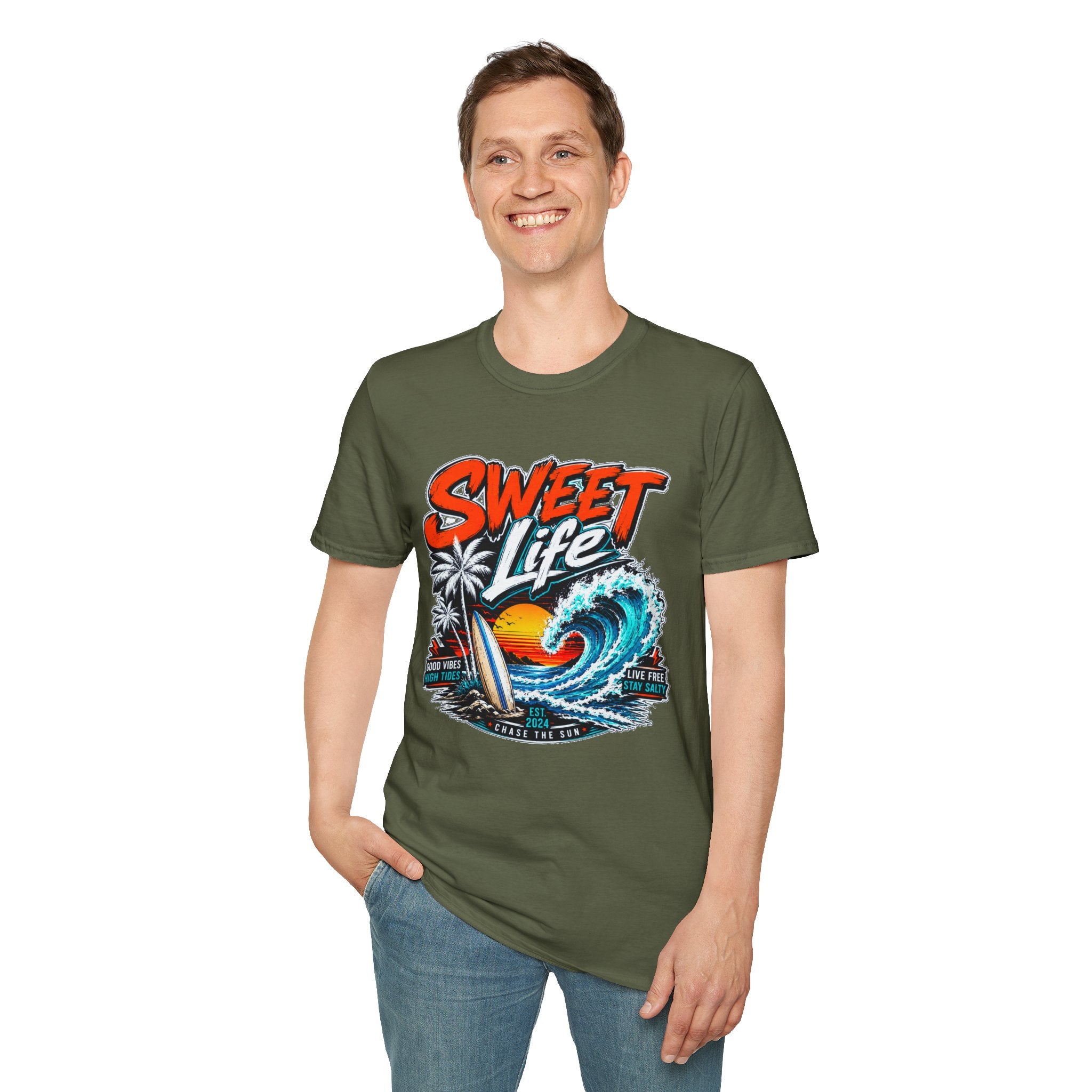 Vintage Beach T-Shirt, Sweet Life Surf Tee, Coastal Summer Graphic Shirt