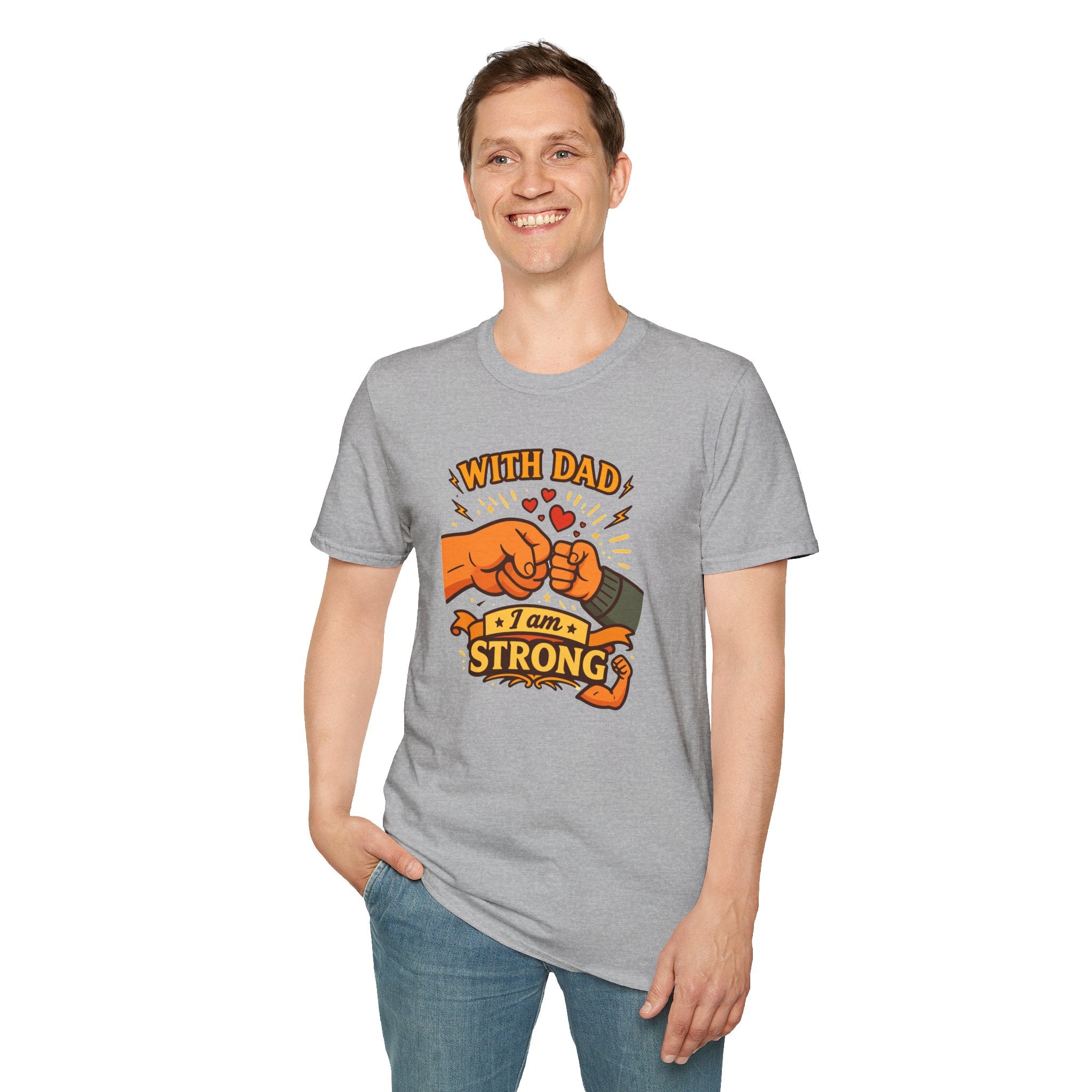 With Dad I Am Strong Shirt, Father’s Day Gift for Dad, Fist Bump Dad Tee, Matching Family Shirt, Cute Dad T-Shirt