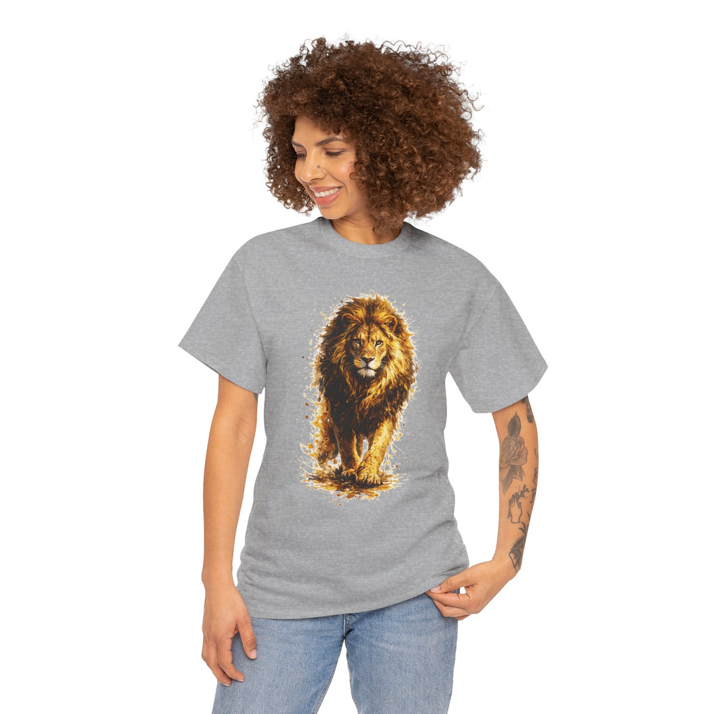 Lion Graphic T-Shirt, Majestic Walking Lion Tee, Watercolor Wildlife Shirt, Unisex Animal Graphic Tee, Lion Lover Gift, Nature Art Shirt