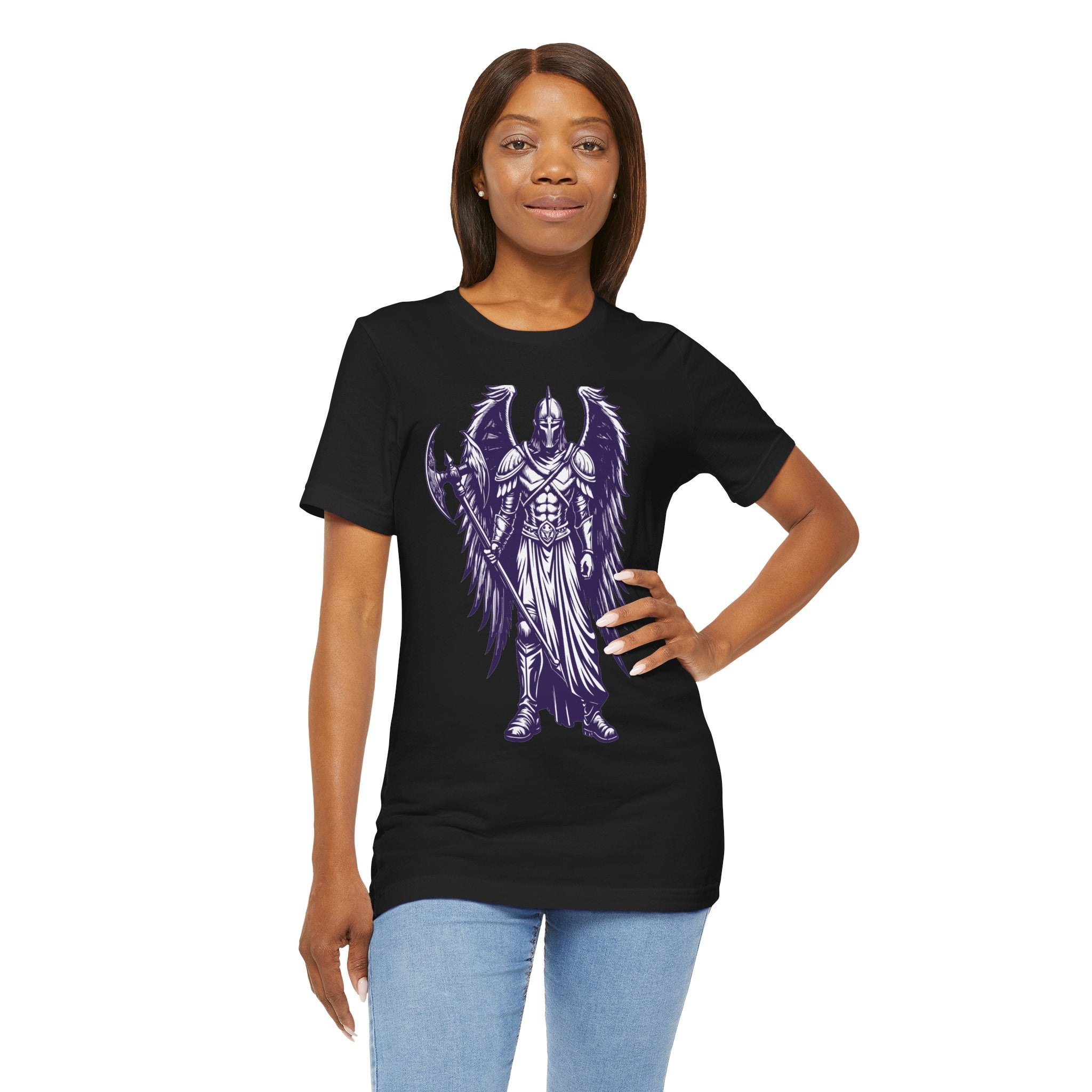 Fallen Angel Warrior T-Shirt | Gothic Fantasy Winged Knight Tee