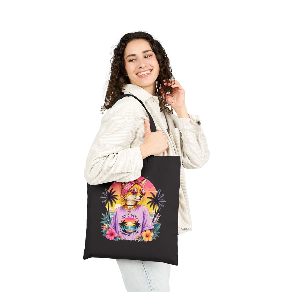 Tote Bag — Retro Tropical Corgi 'Good Days' Canvas Tote
