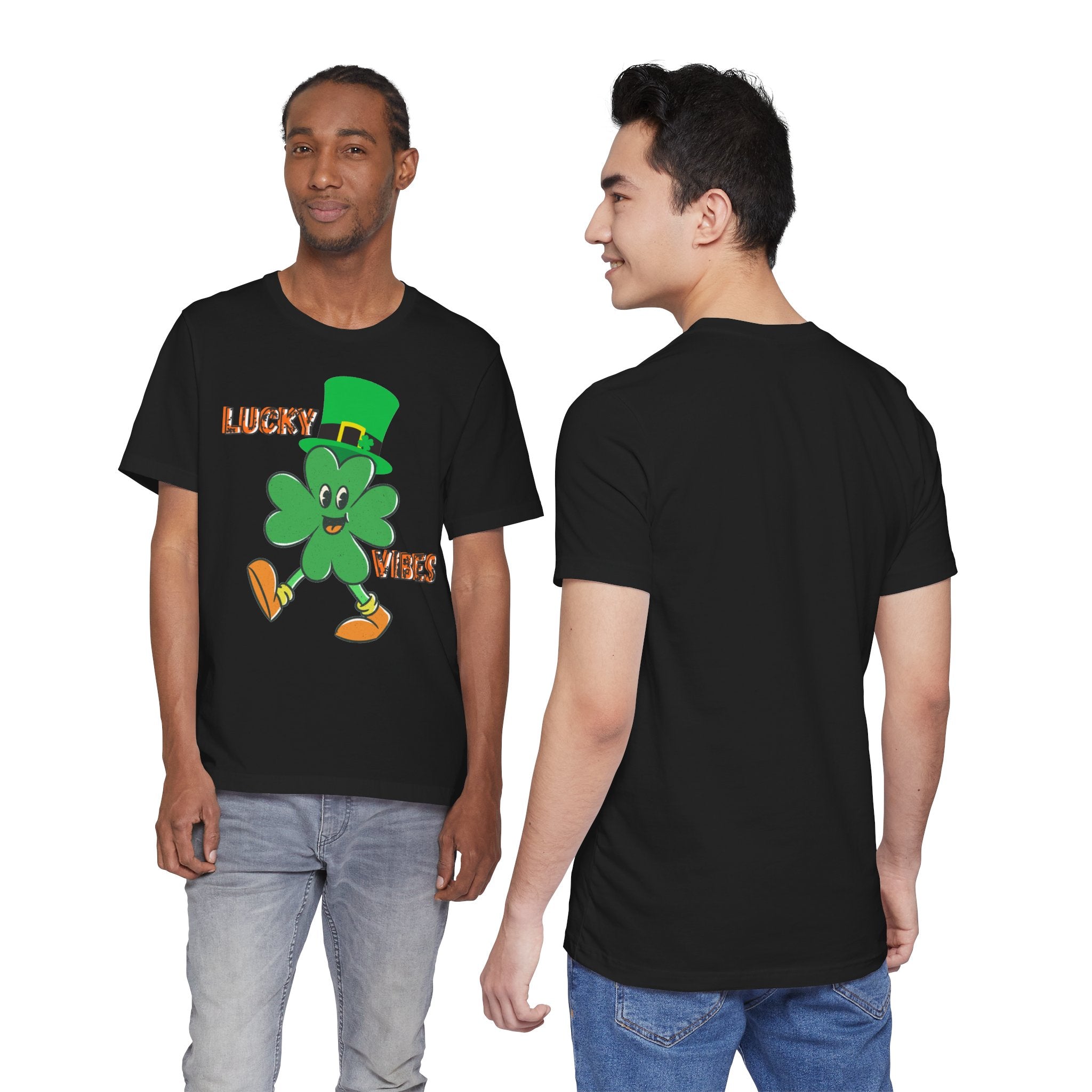 Lucky Vibes Saint Patrick's Day T-Shirt — Walking Shamrock Graphic Tee
