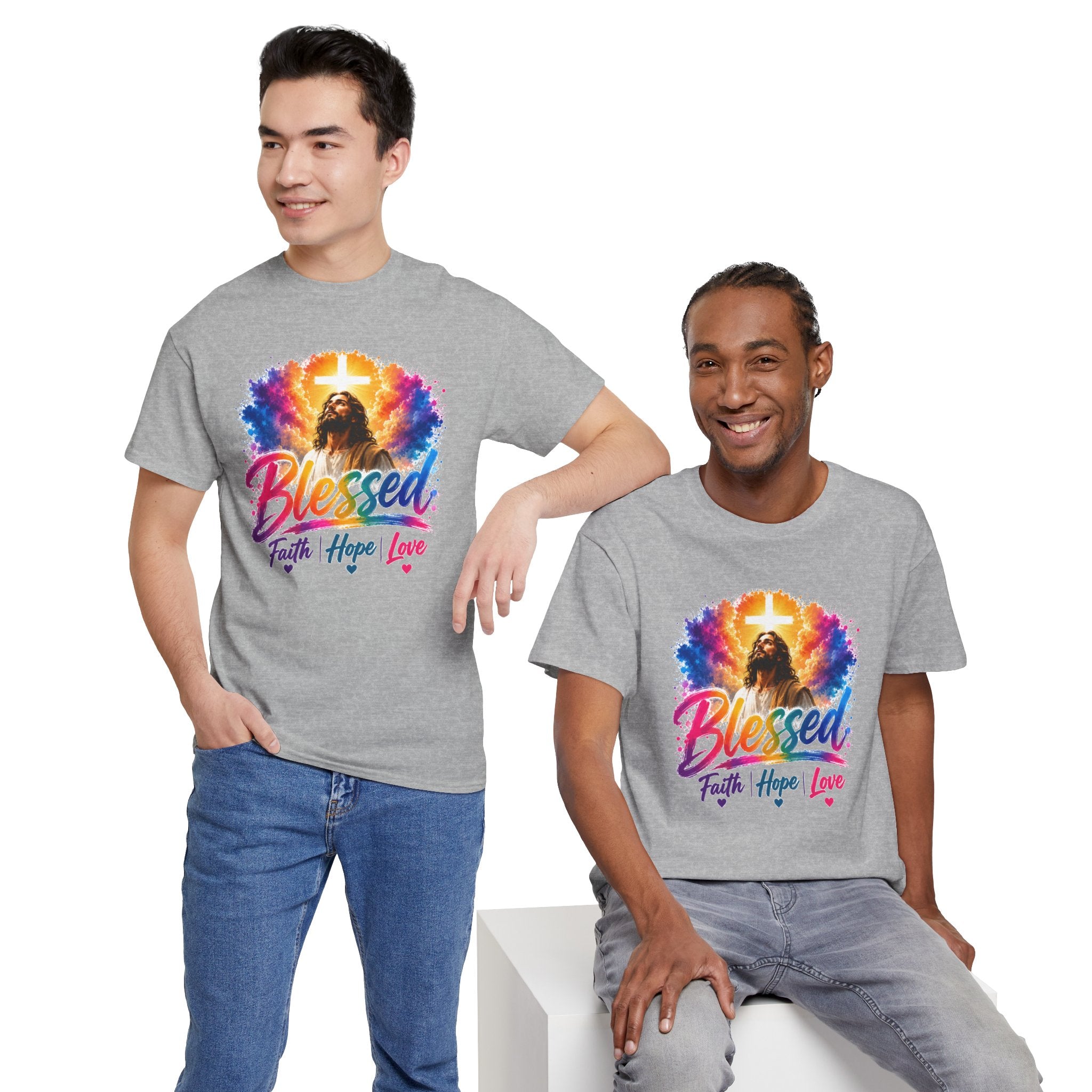 Blessed Faith Hope Love Shirt, Jesus Cross Christian Tee, Religious Gift, Colorful Faith Unisex T-Shirt