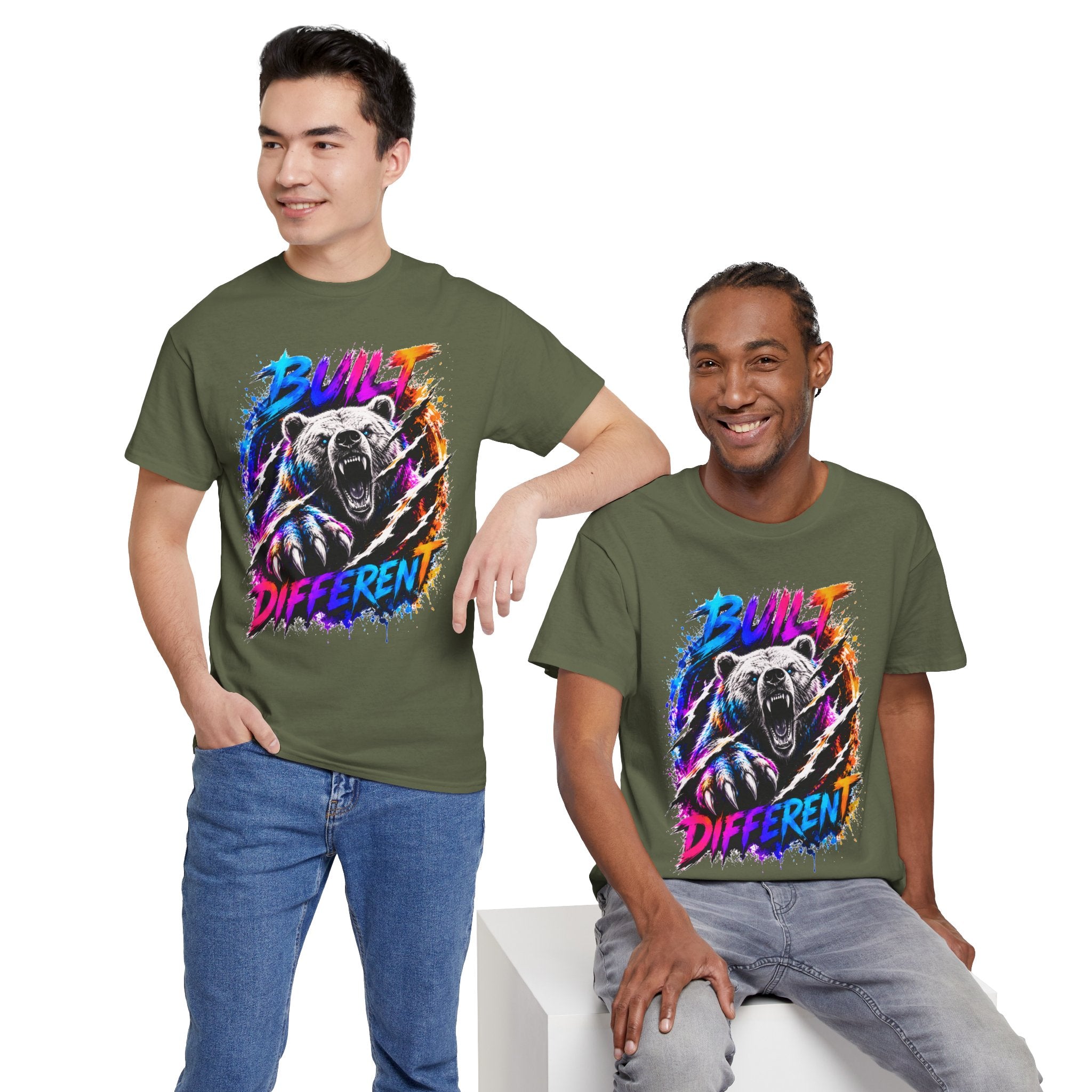 Built Different Bear T-Shirt — Bold Retro Grunge Graphic Tee