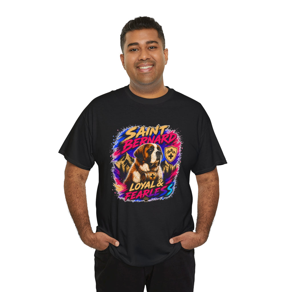 Saint Bernard Dog Shirt, Loyal & Fearless T-Shirt, Colorful Saint Bernard Tee, Dog Lover Gift, Unisex Graphic Tee