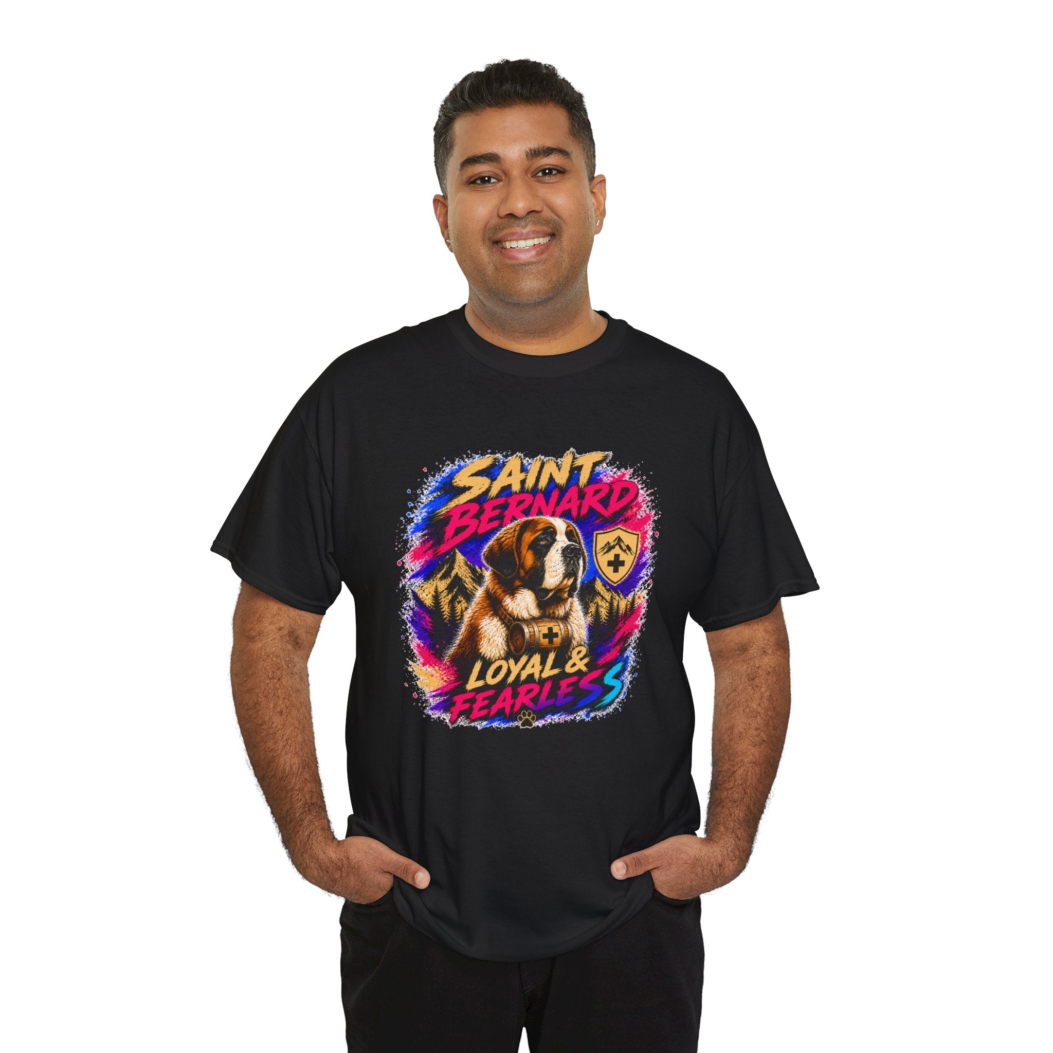 Saint Bernard Dog Shirt, Loyal & Fearless T-Shirt, Colorful Saint Bernard Tee, Dog Lover Gift, Unisex Graphic Tee