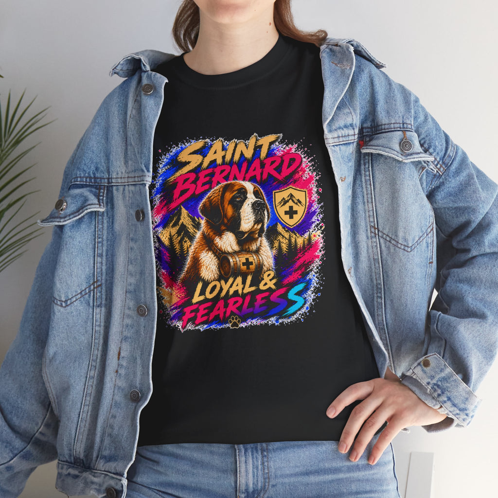 Saint Bernard Dog Shirt, Loyal & Fearless T-Shirt, Colorful Saint Bernard Tee, Dog Lover Gift, Unisex Graphic Tee