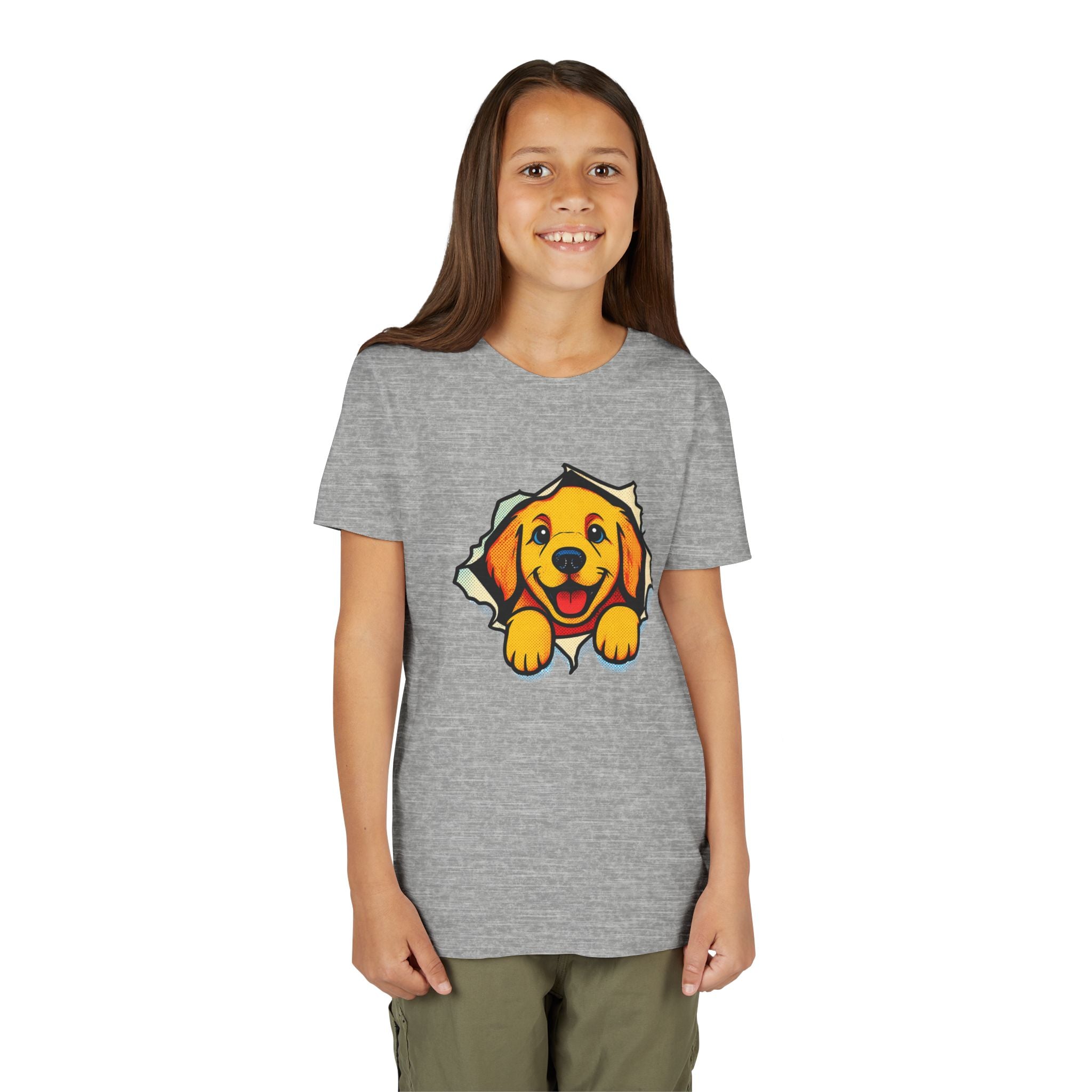 Kids T‑Shirt - Cute Golden Retriever Peeking Puppy Tee for Boys & Girls