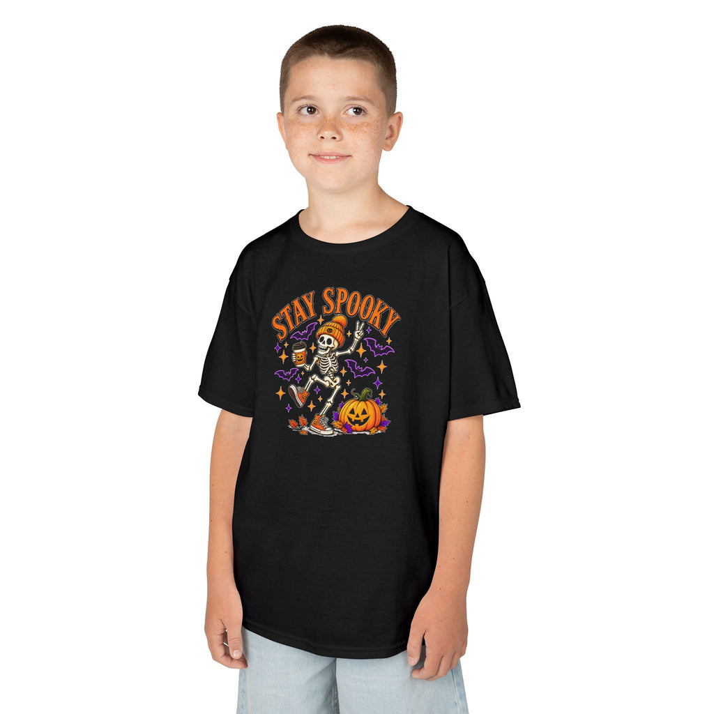 Kids Halloween Shirt, Stay Spooky Skeleton Tee, Pumpkin Graphic T-Shirt, Spooky Season Kids Tee