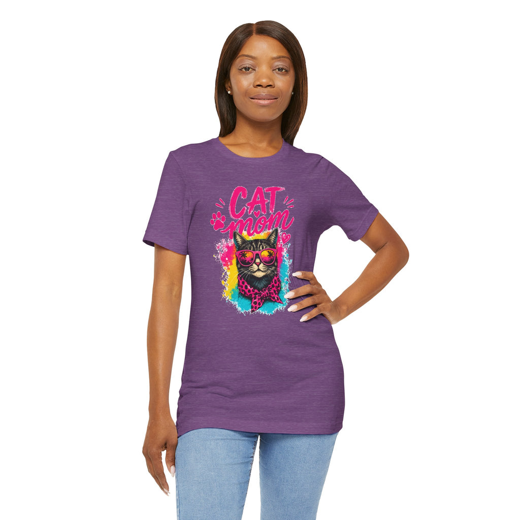 Cat Mom T-Shirt | Funny Cat Mom Gift | Colorful Retro Cat Lover Tee | Cute Cat Graphic Shirt | Unisex Cat Mom Tee