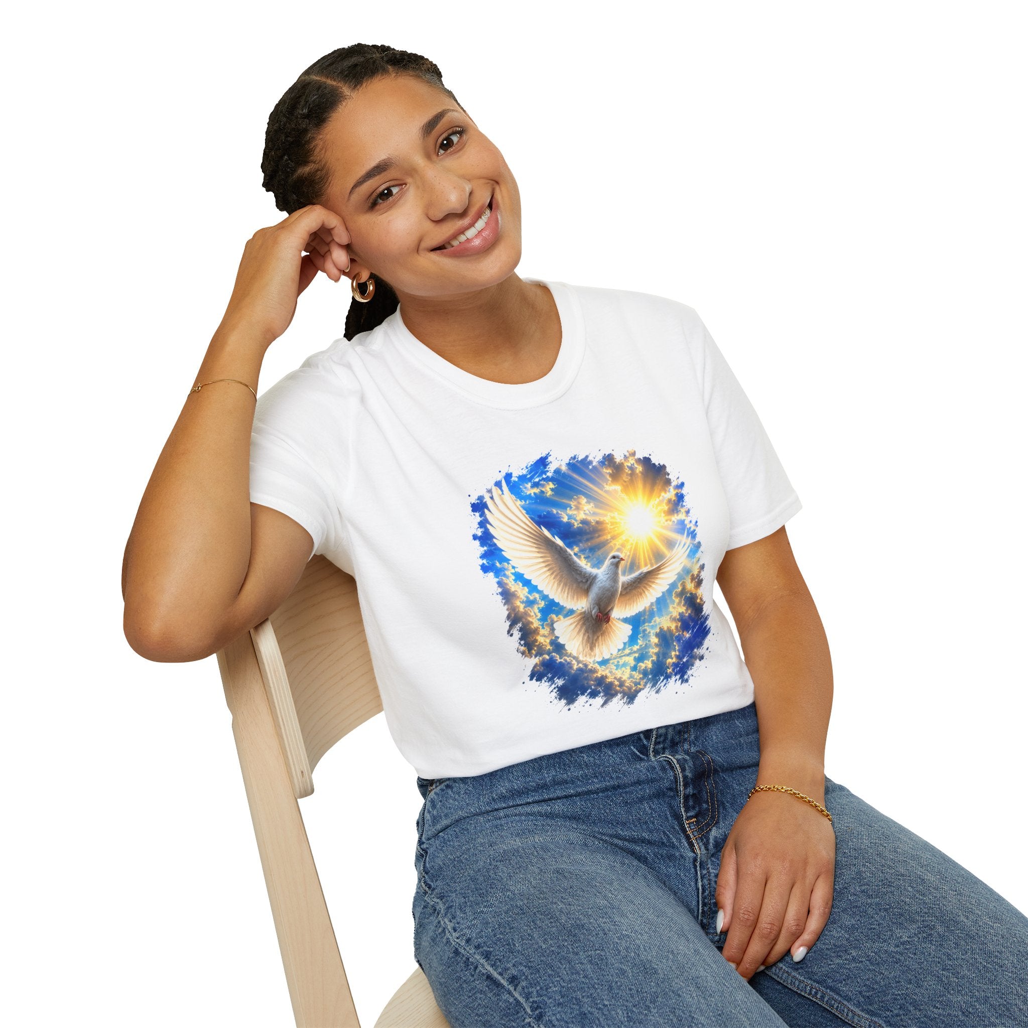 Dove of Light T-Shirt | White Dove Graphic Tee | Peace & Hope Shirt | Inspirational Bird Tee | Christian Gift | Unisex Graphic T-Shirt