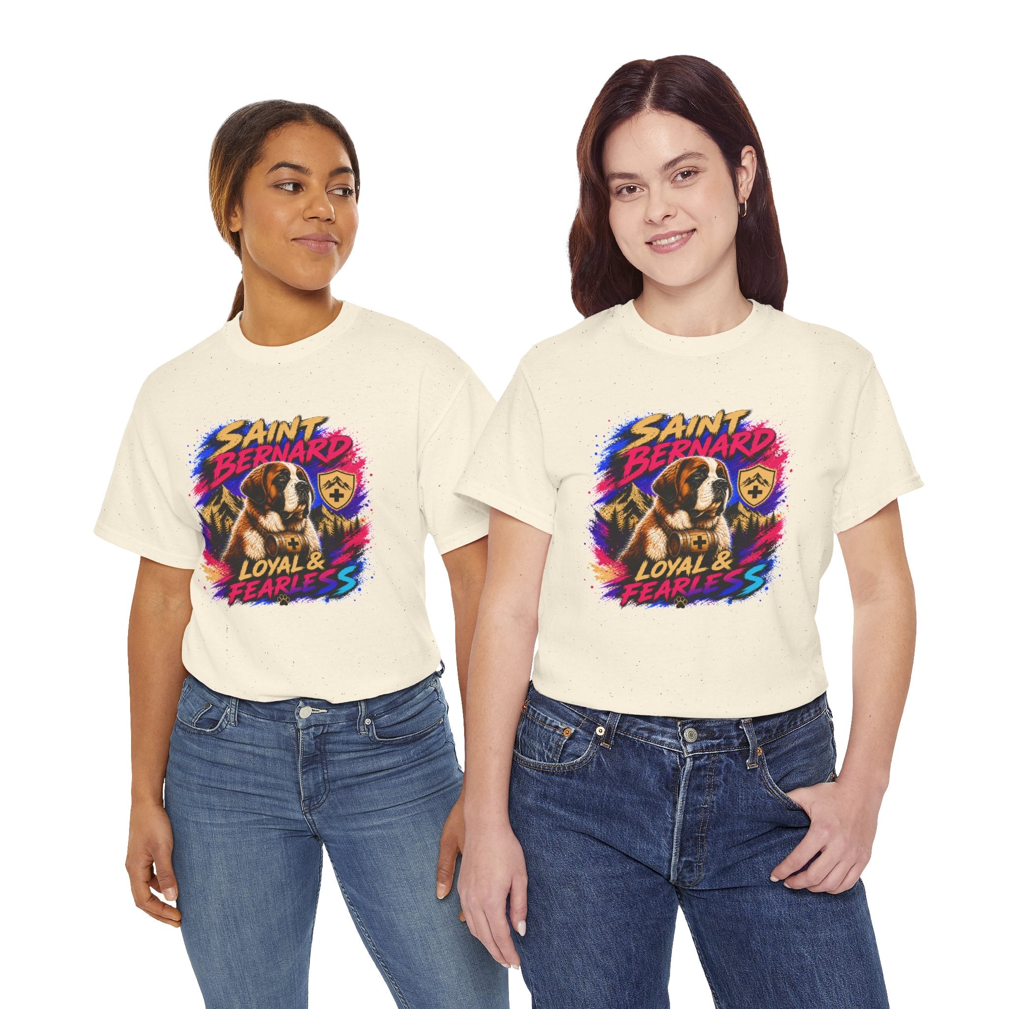 Saint Bernard Dog Shirt, Loyal & Fearless T-Shirt, Colorful Saint Bernard Tee, Dog Lover Gift, Unisex Graphic Tee