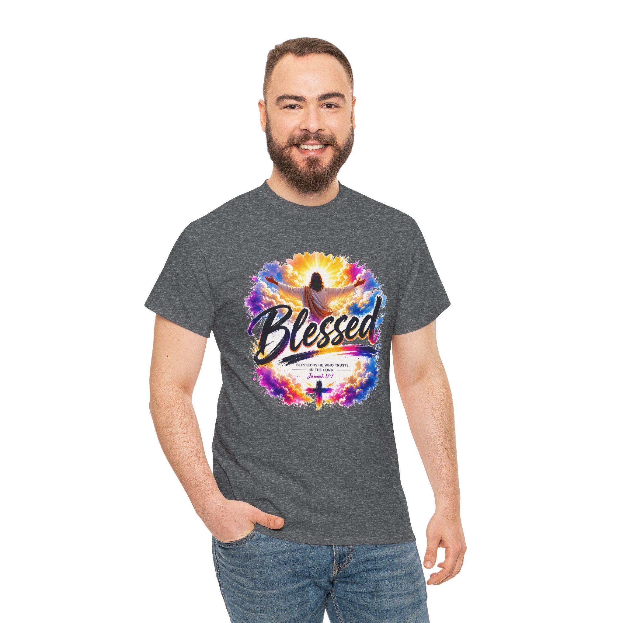 Blessed Christian T-Shirt, Faith Cross Shirt, Religious Graphic Tee, Jesus Lover Gift, Inspirational Unisex Christian Shirt