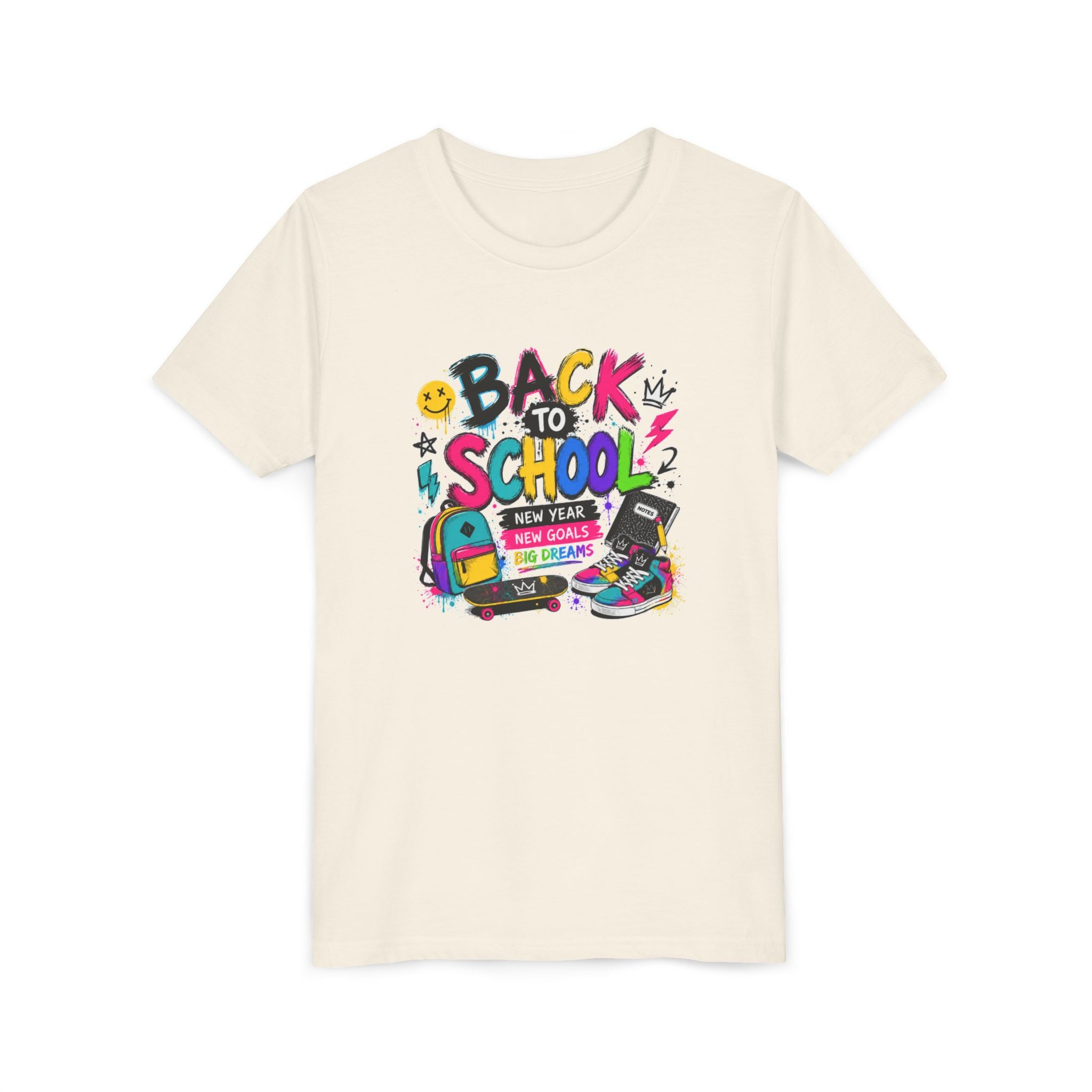 Back to School Youth T-Shirt | First Day of School Shirt | Backpack Sneakers Graphic Tee | Boys Girls School Tee | Student Gift